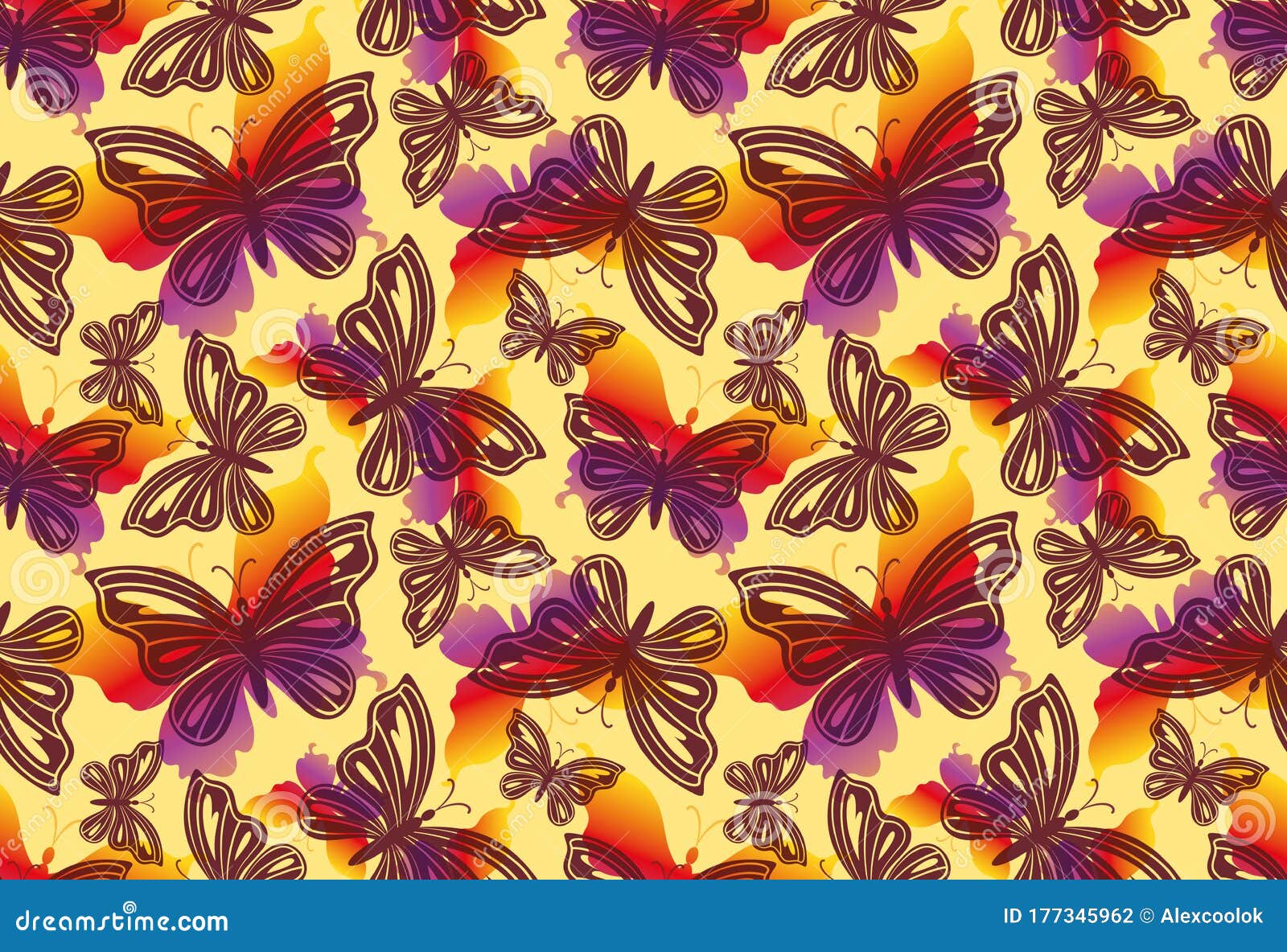 Butterflies, Seamless Pattern Stock Vector - Illustration of flight ...