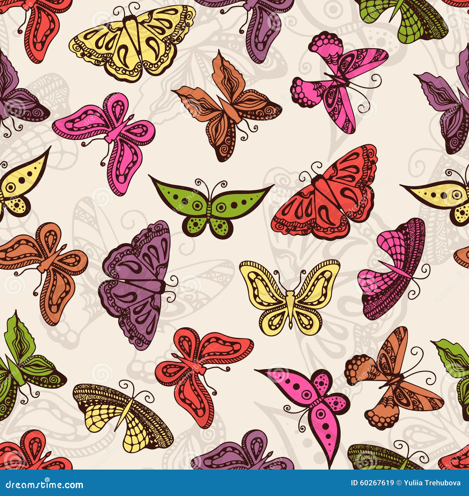 Butterflies Silhouettes in Hand-drawn Style for Tattoo Design. Vector ...