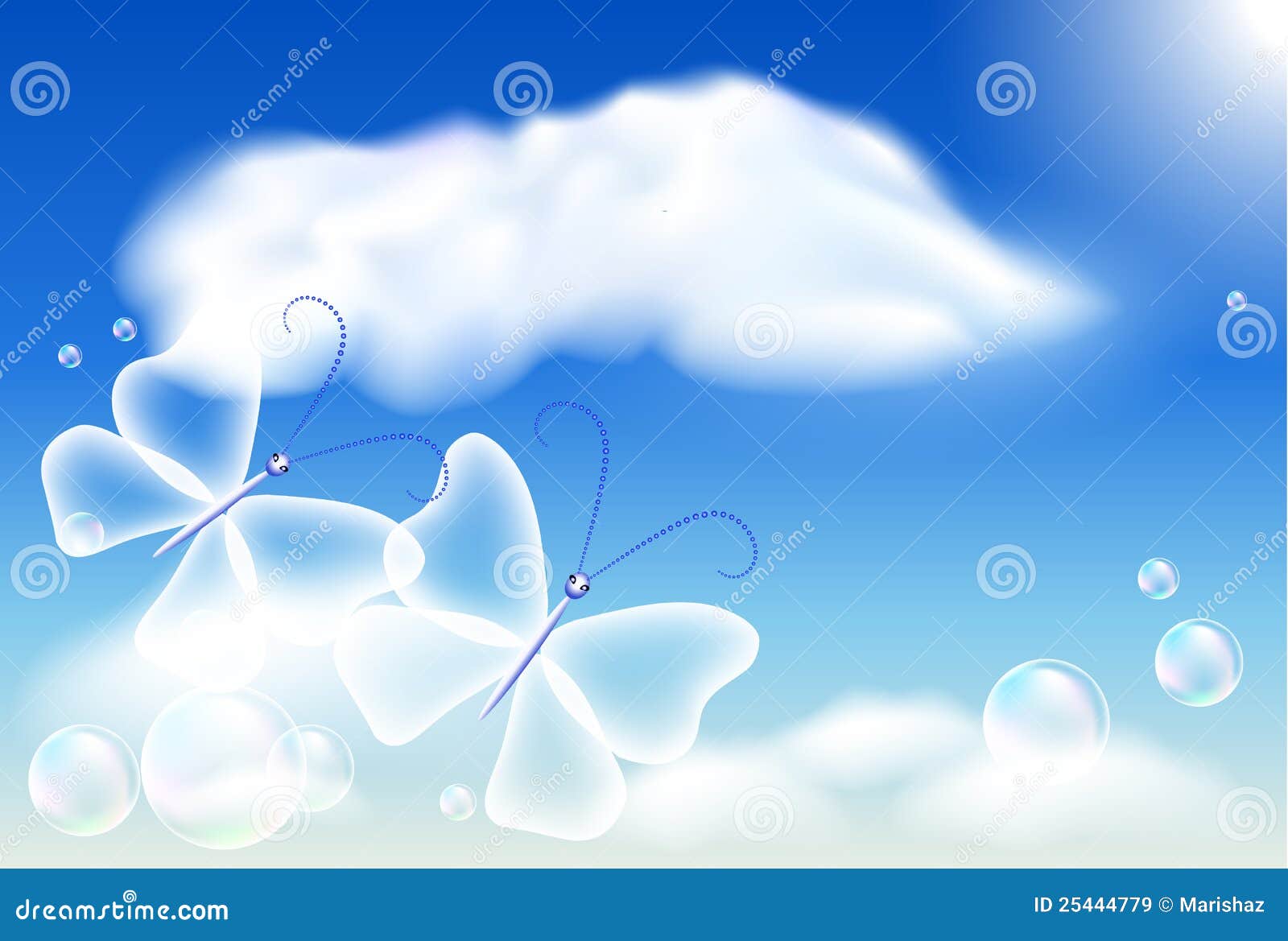 Butterflies in the sky stock vector. Illustration of abstract 25444779