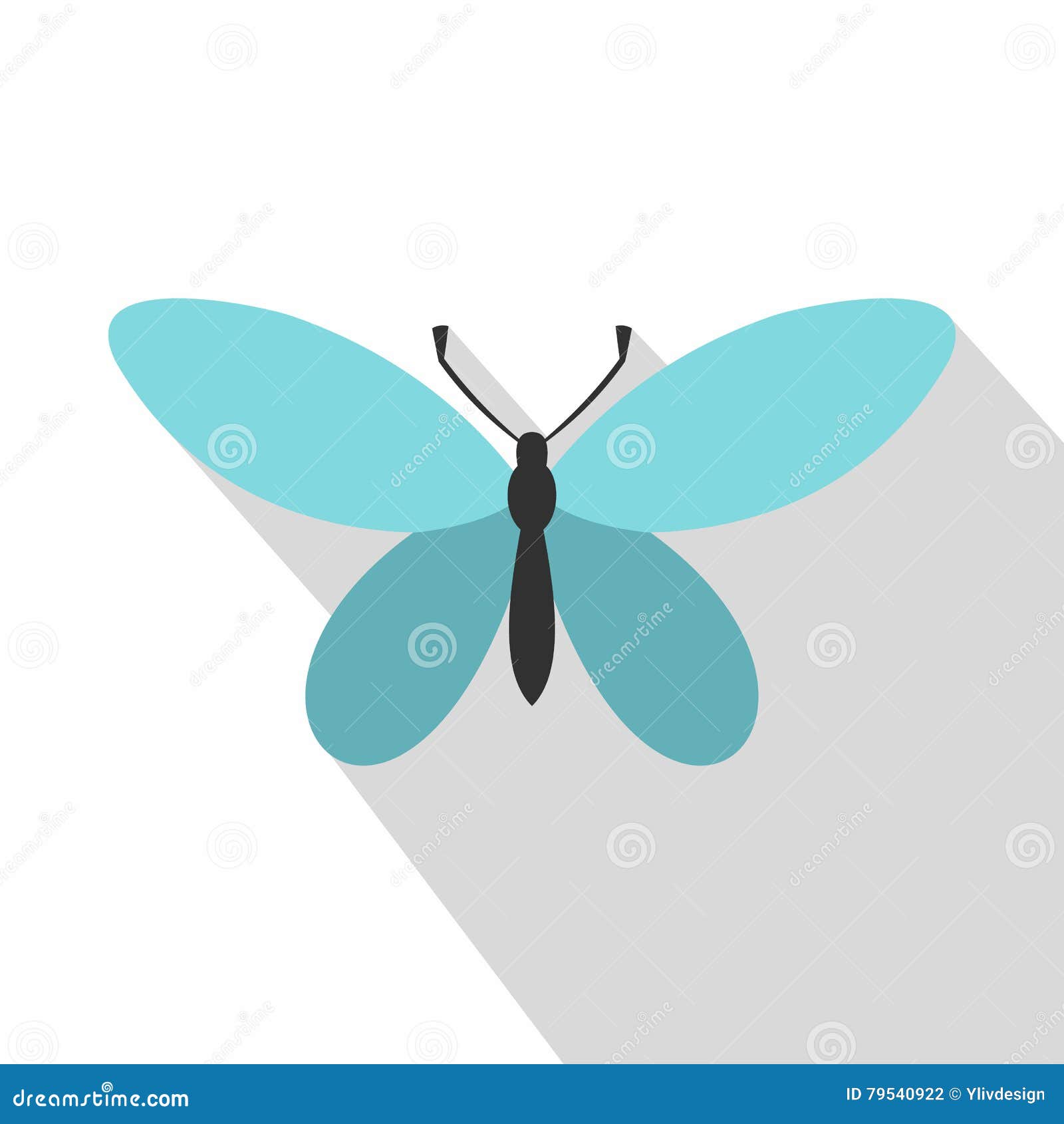Download Butterfly With Antennae Icon, Flat Style Stock Vector ...