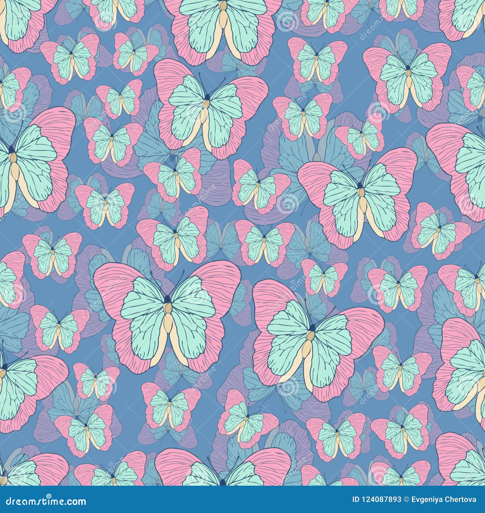 Butterfly Cartoon Drawing Seamless Pattern, Vector Background. Abstraction Drawn Insect with Pastel Pink Turquoise Wings on Blue B Stock Vector - Illustration of fabric, beautiful: 124087893 Butterfly Cartoon Drawing Seamless Pattern, Vector Background. Abstraction Drawn Insect with Pastel Pink Turquoise Wings on Blue B Stock Vector - Illustration of fabric, beautiful: 124087893