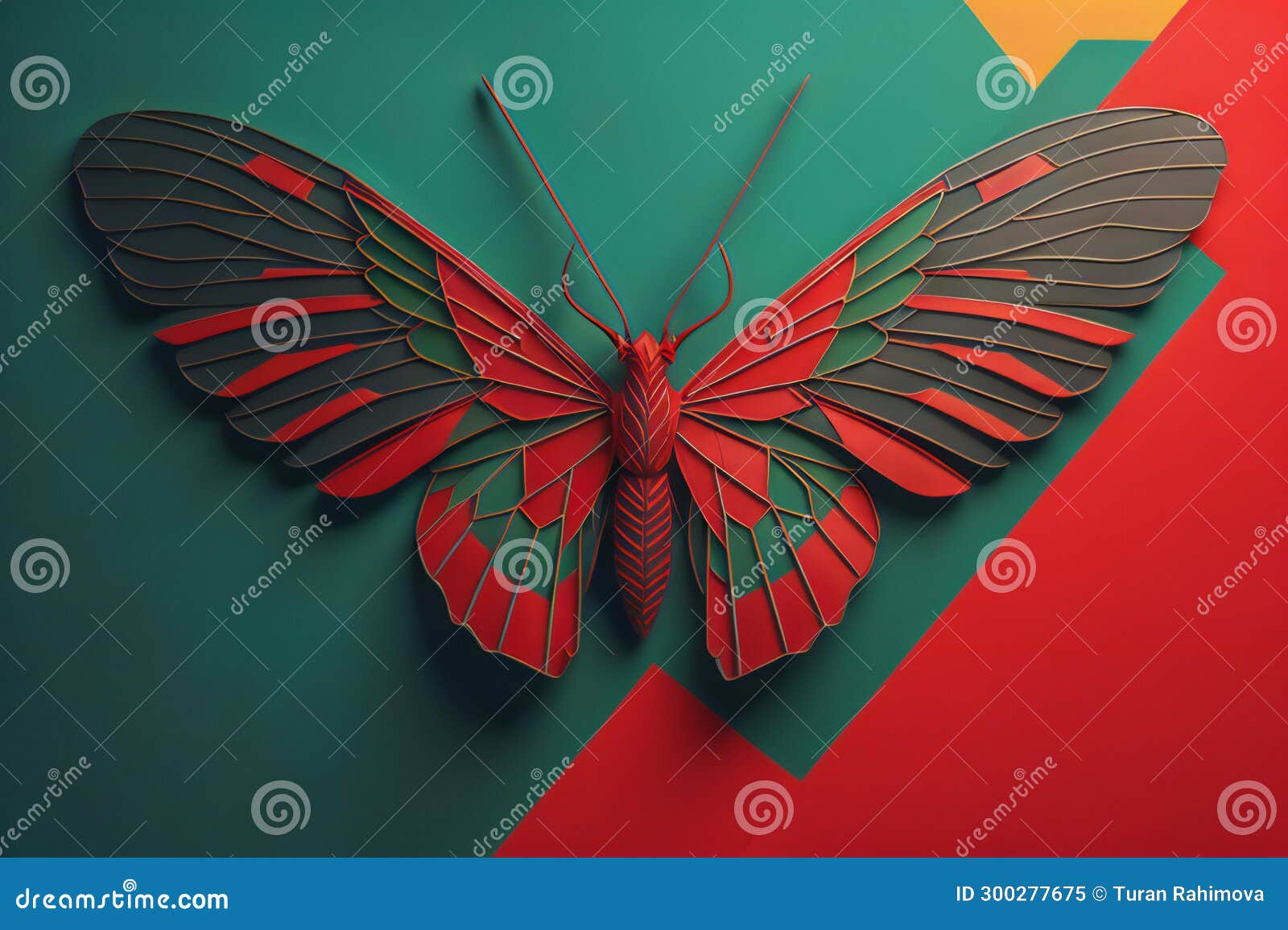 Butterfly on Color Background. Design Element for Presentation Stock