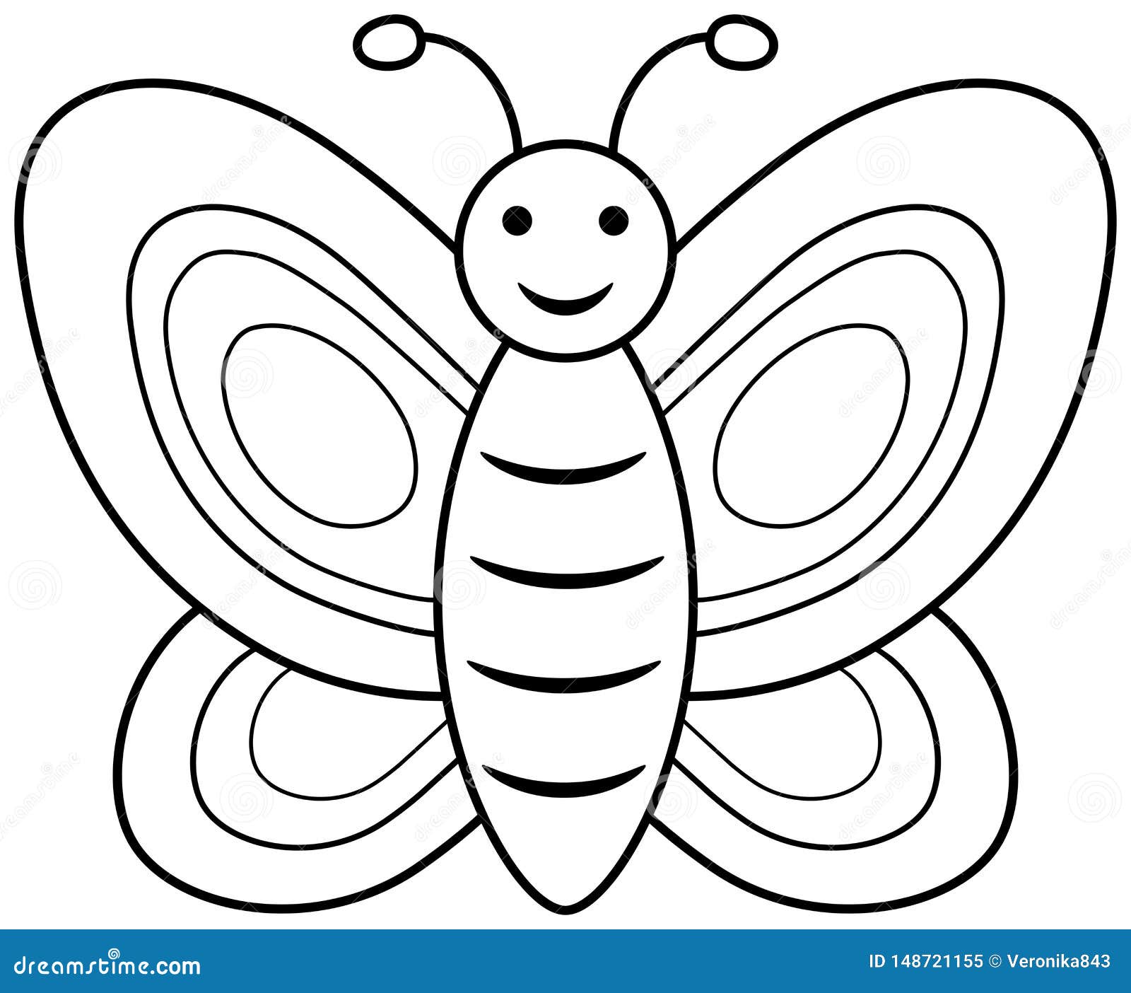 Download Butterfly Coloring Book Page. Vector Outline Illustration ...