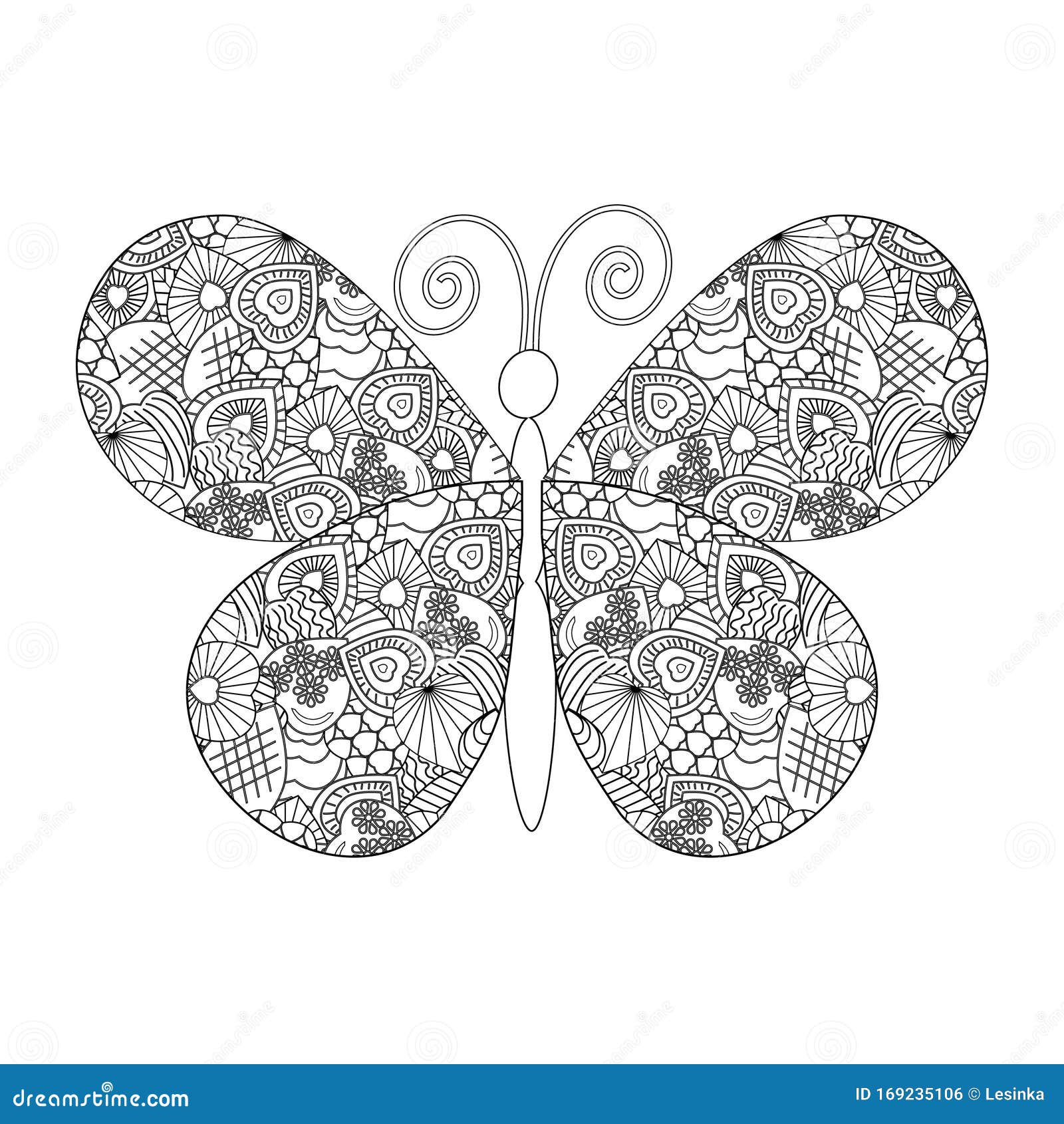 Butterfly-coloring-in-collage-style-background-white-outline-black ...