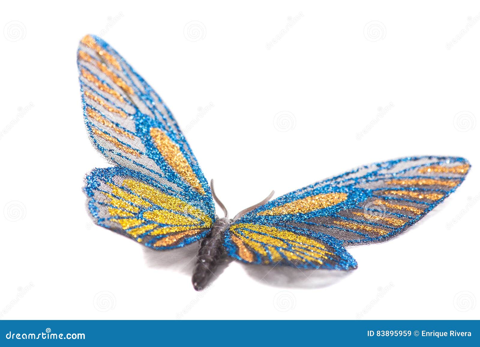 Butterfly Decorative Blue And Yellow Isolated On A White Background