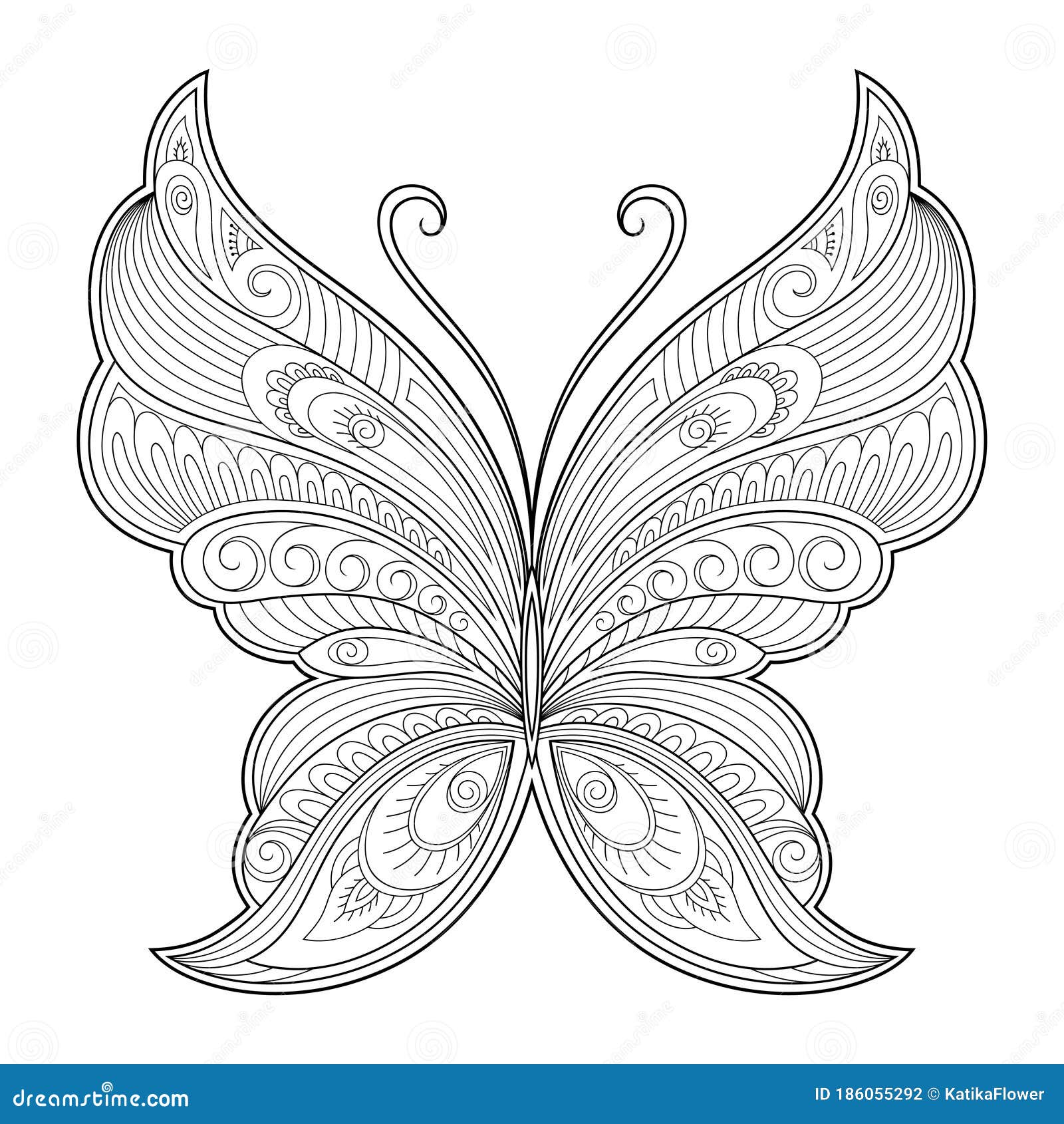 Butterfly Decorative Element. Pattern for the Design of Postcards, Posters,  Tattoos, Drawings of Henna Stock Vector - Illustration of black, nature:  186055292