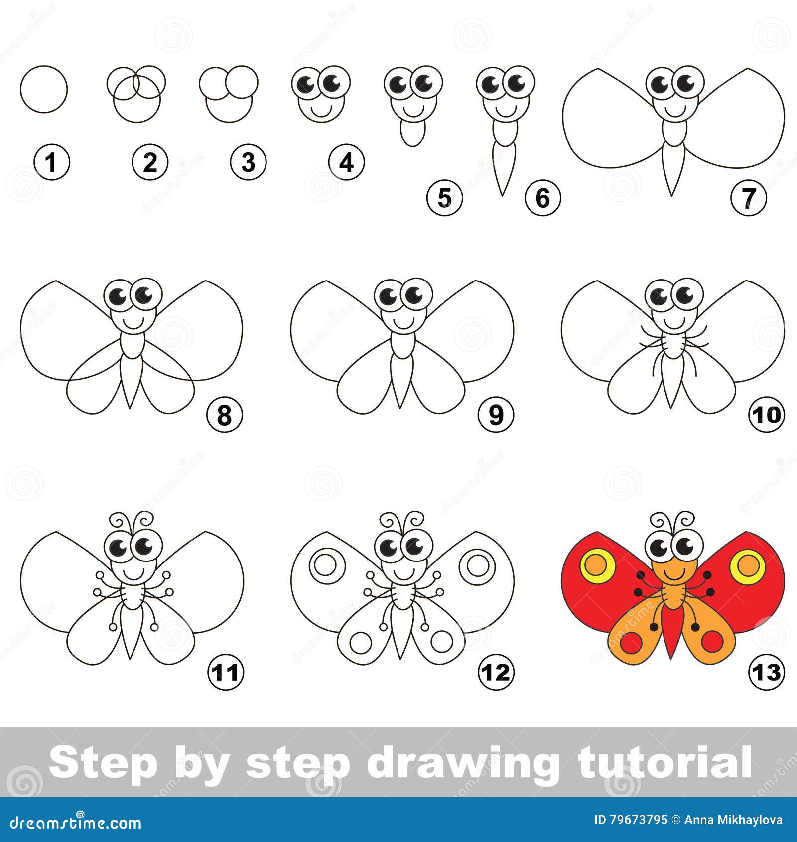 Butterfly. Drawing Tutorial. Stock Vector - Illustration of paper ...