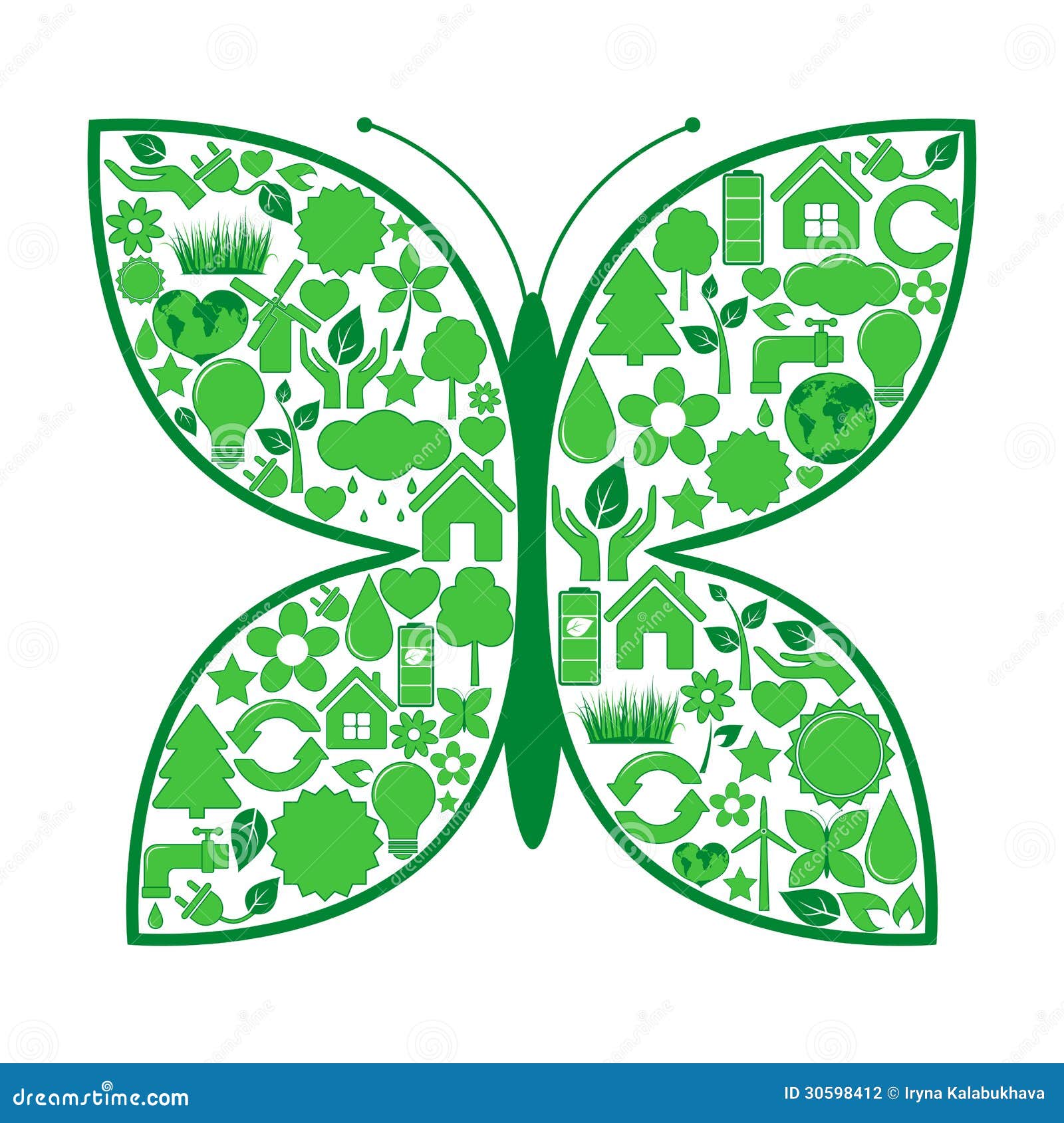 Butterfly of ecology icons stock vector. Illustration of antipollution
