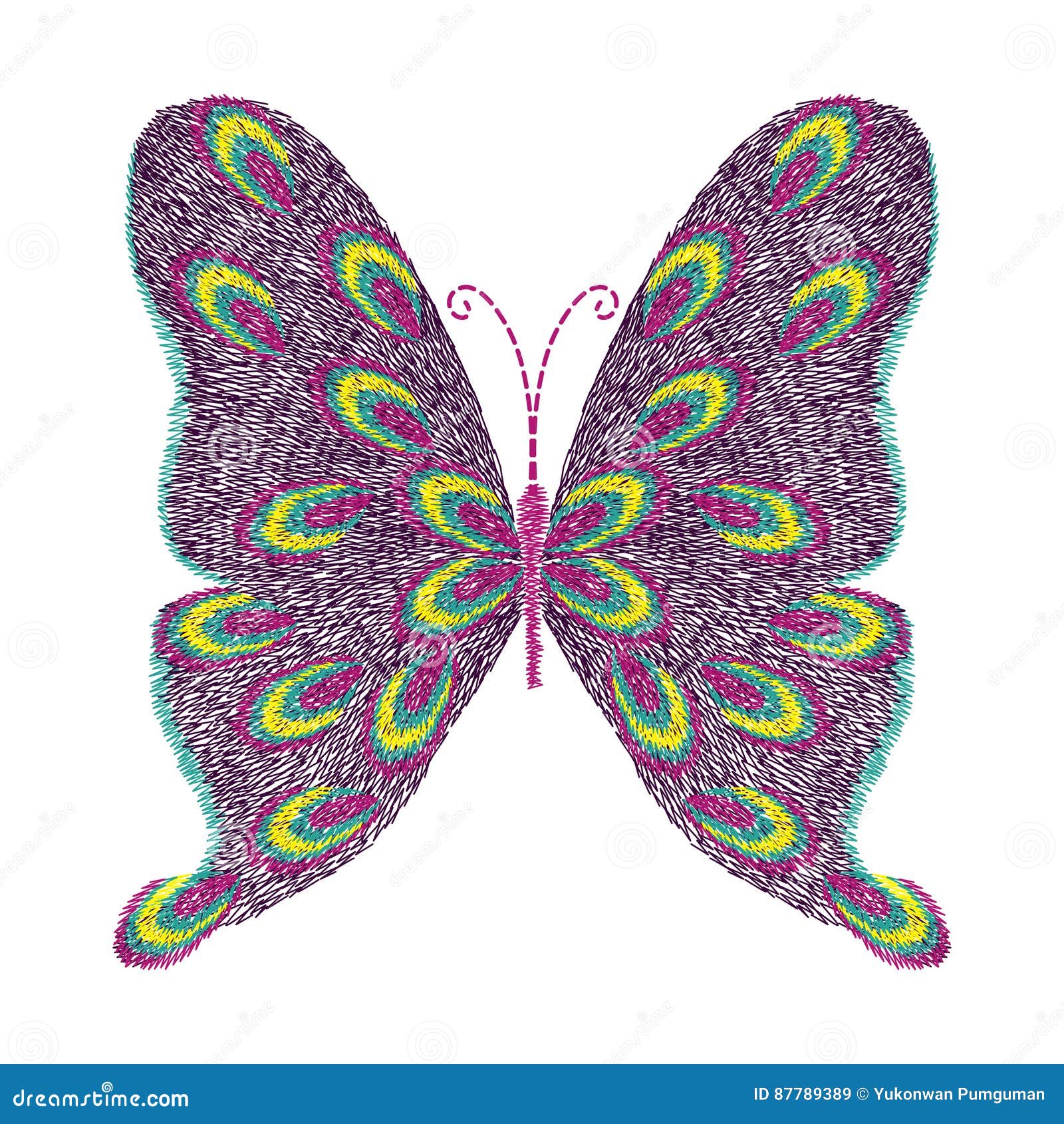 Butterfly Embroidery Artwork Design for Clothing, Vector Stock Vector