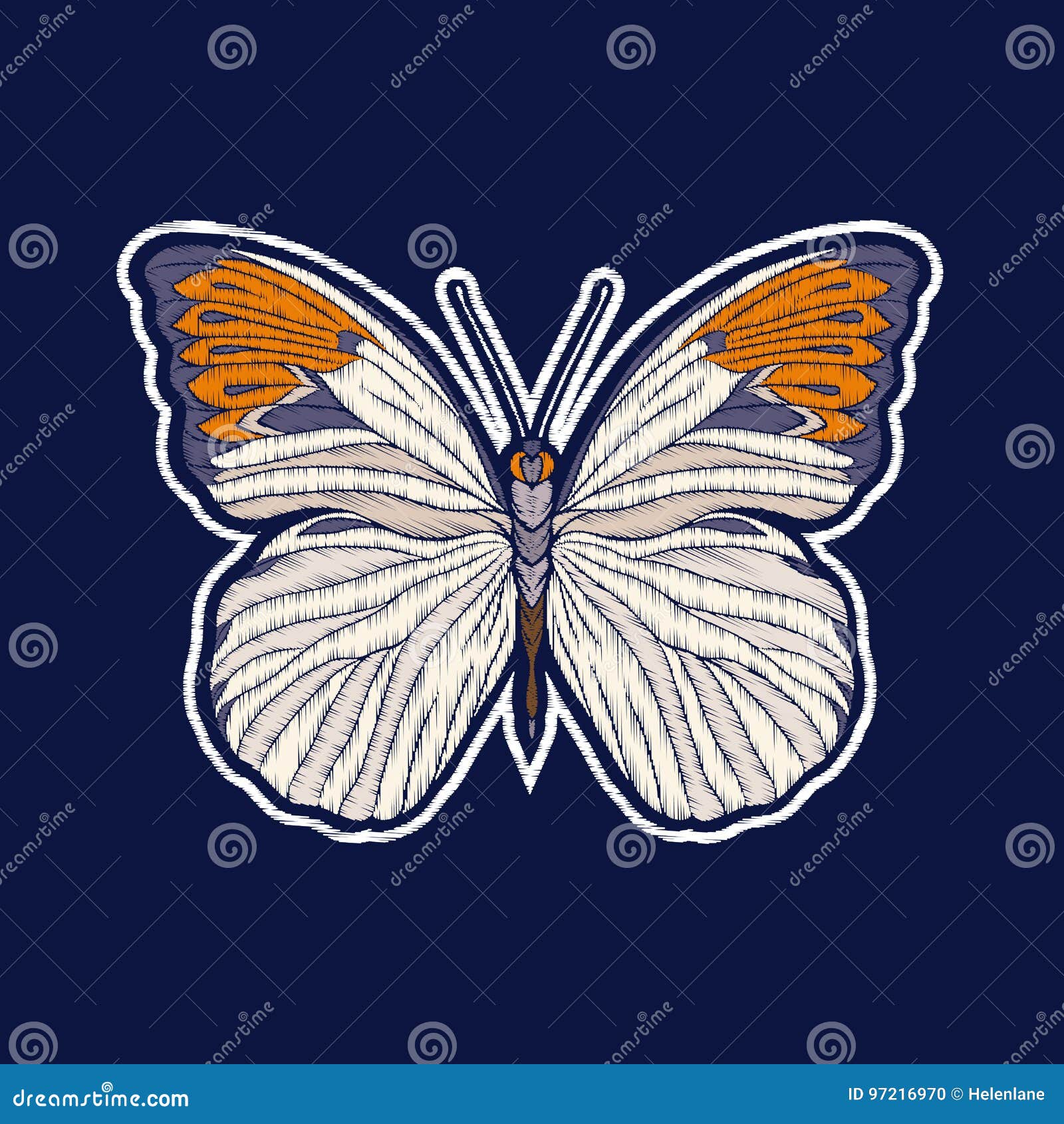 Butterfly. Embroidery stock vector. Illustration of cloth 97216970