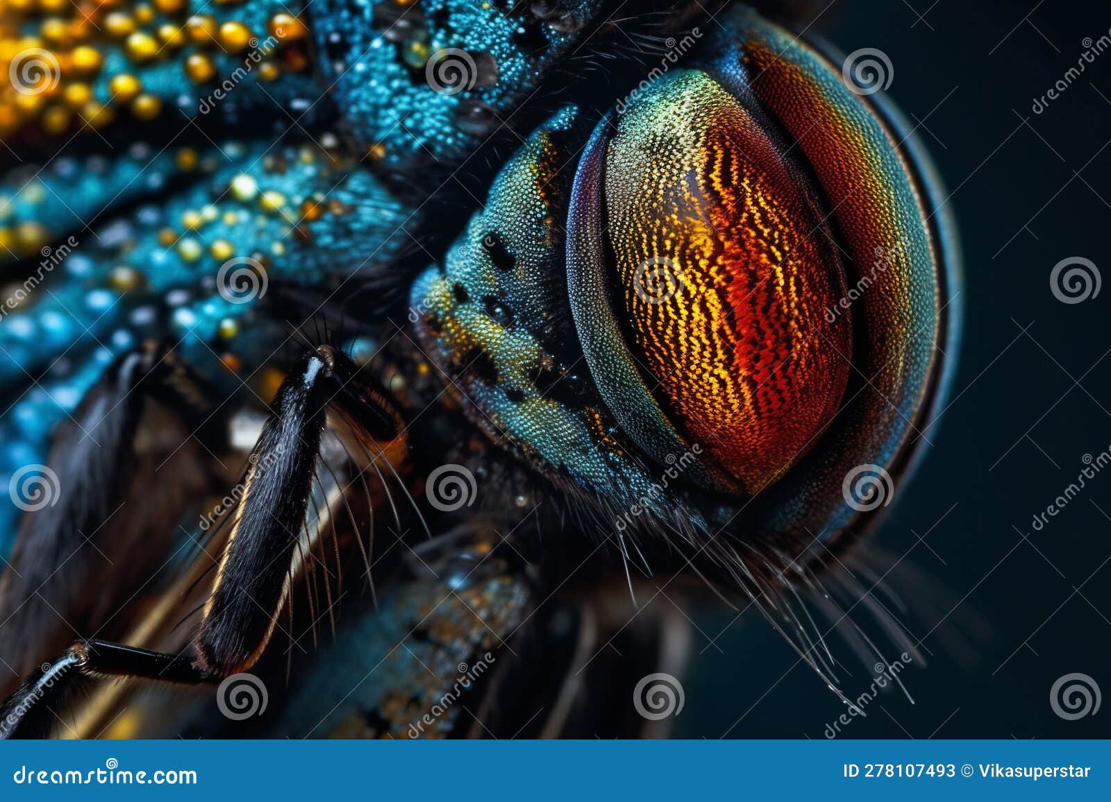 Butterfly Eyes, Under Microscope. Generative Ai Stock Illustration