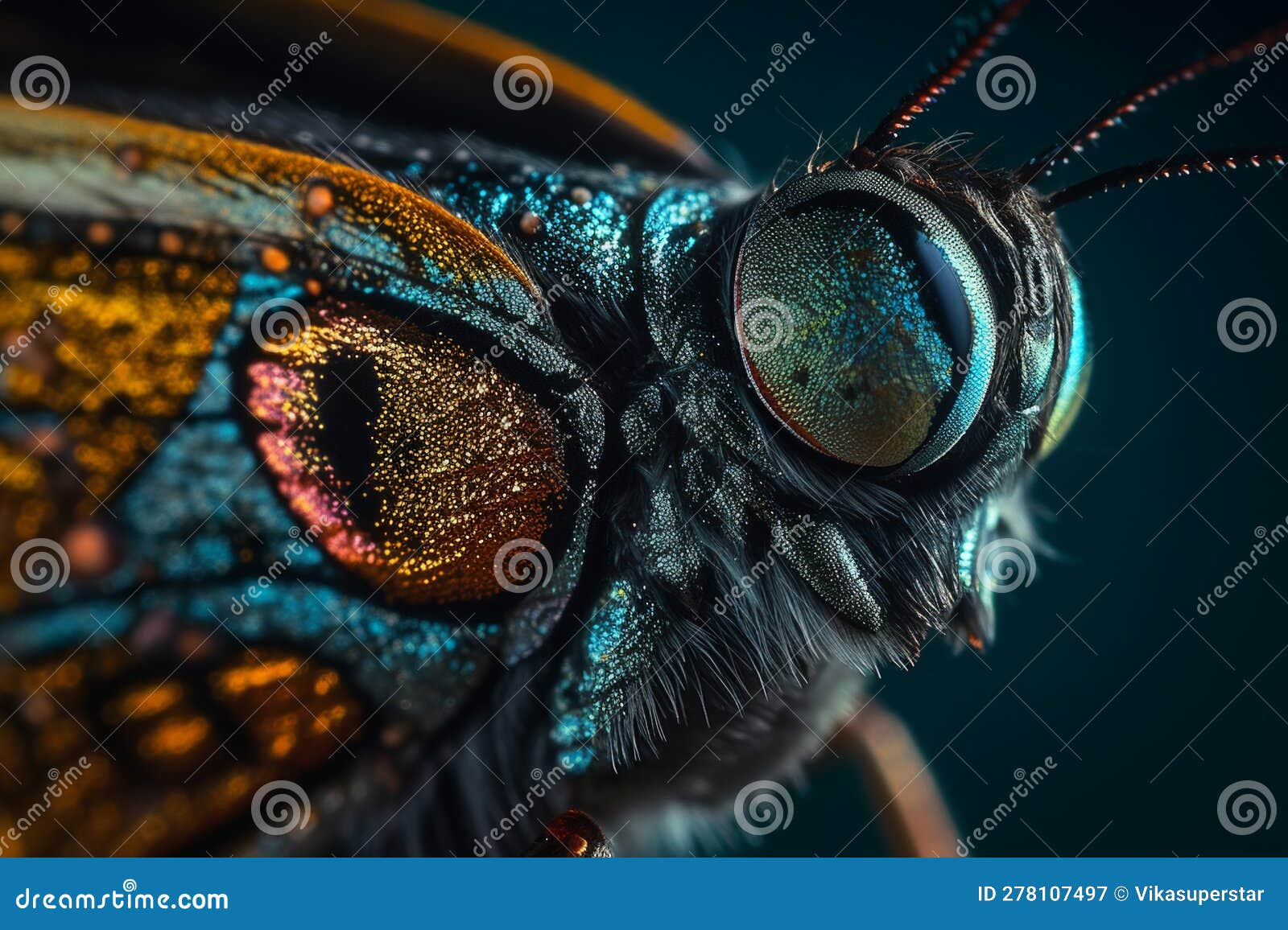 Butterfly Eyes, Under Microscope. Generative Ai Stock Illustration
