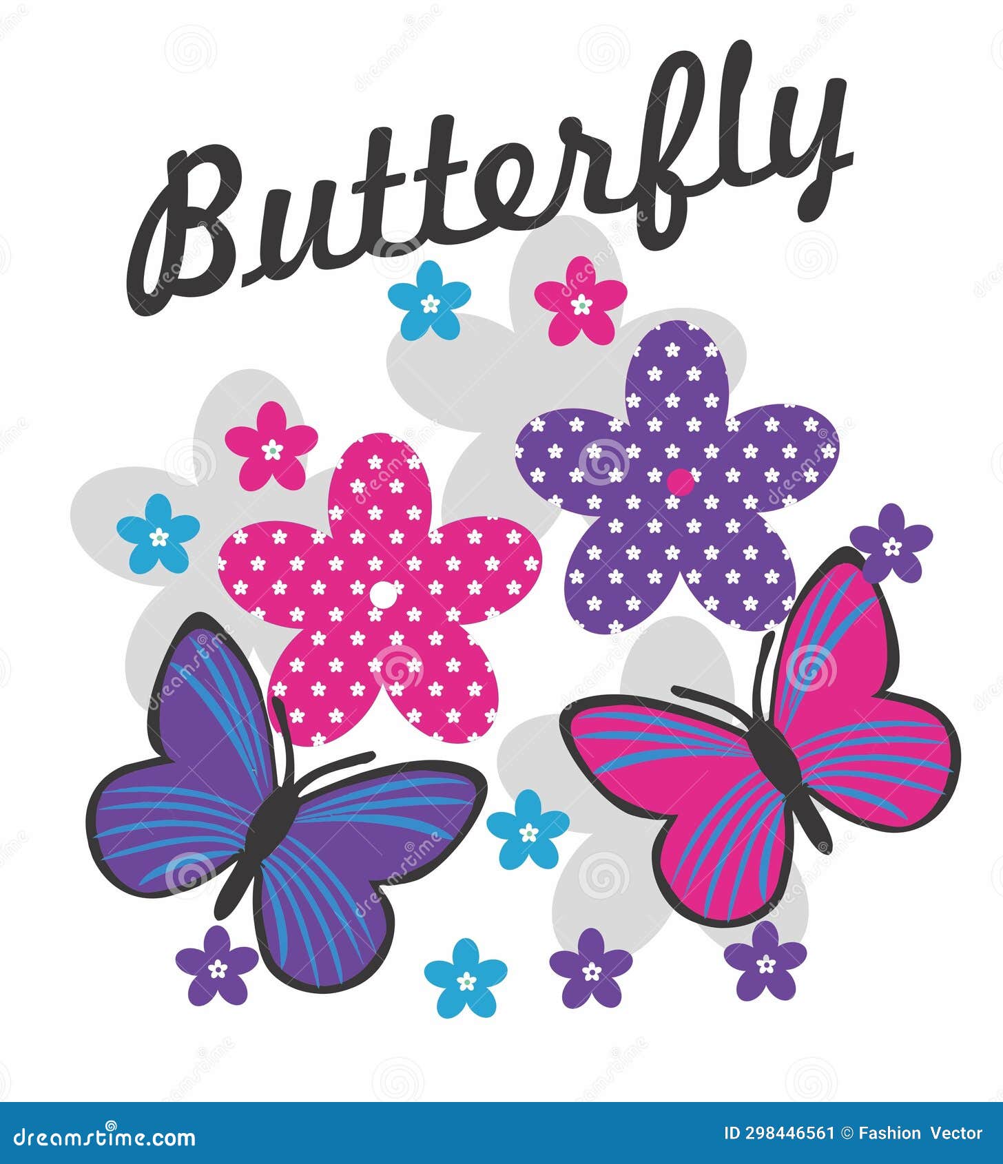 Butterfly with Flower Print Vector Art Stock Illustration