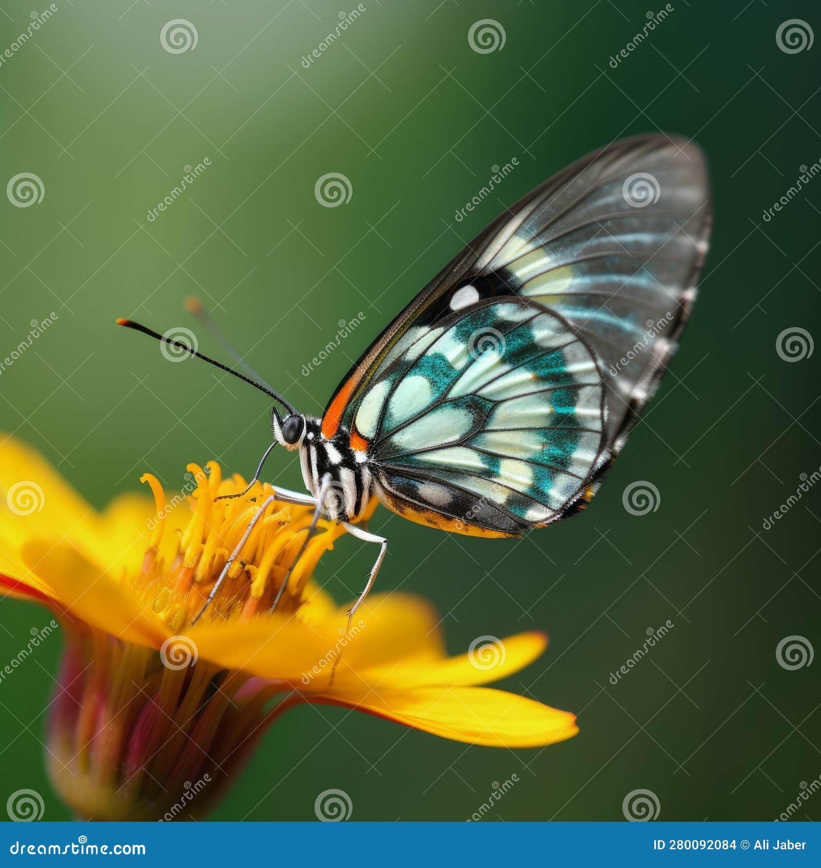 Butterfly on a Flower with Vivid Colors Stock Illustration ...