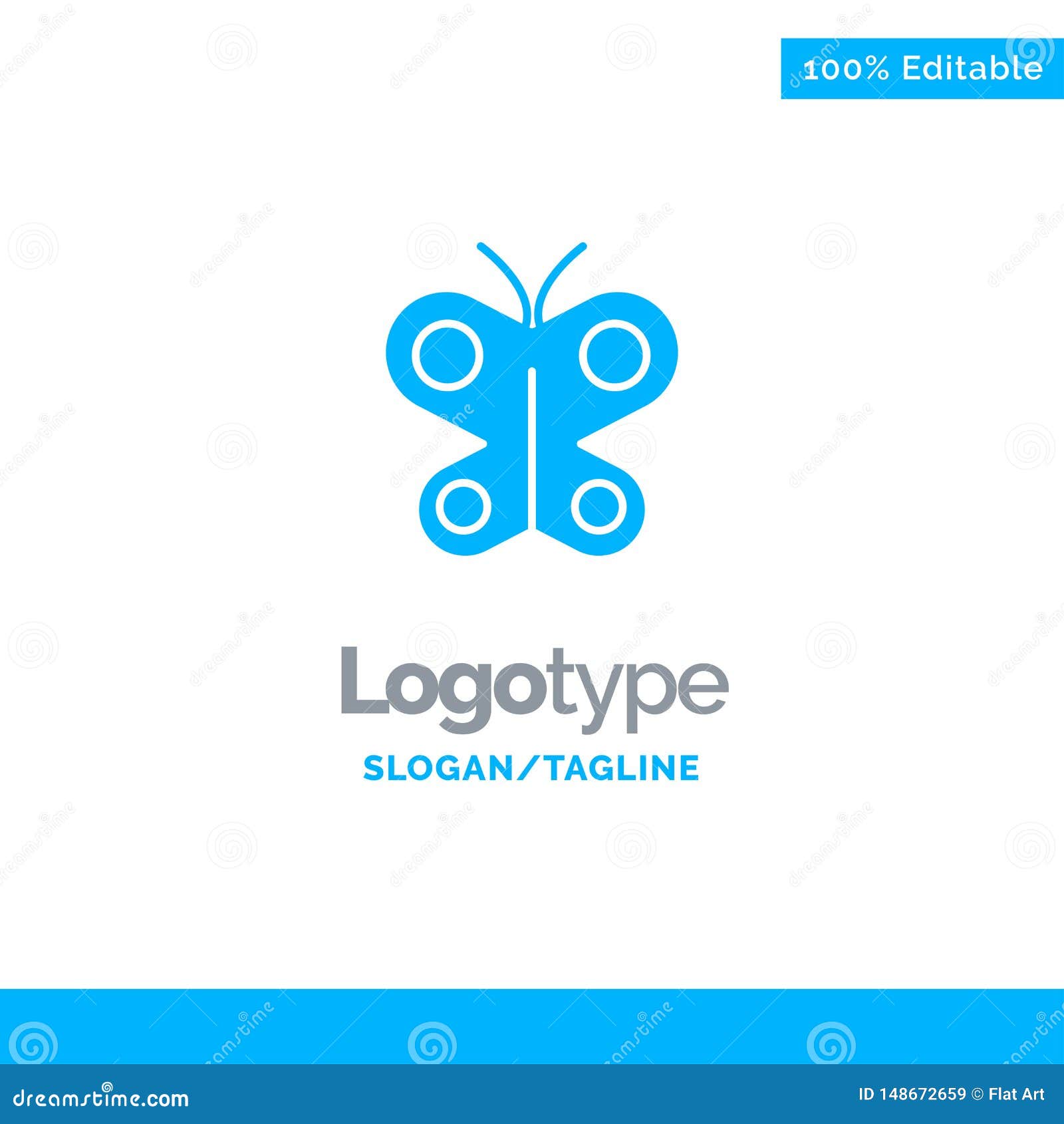 Butterfly Fly Insect Spring Blue Solid Logo Template Place For