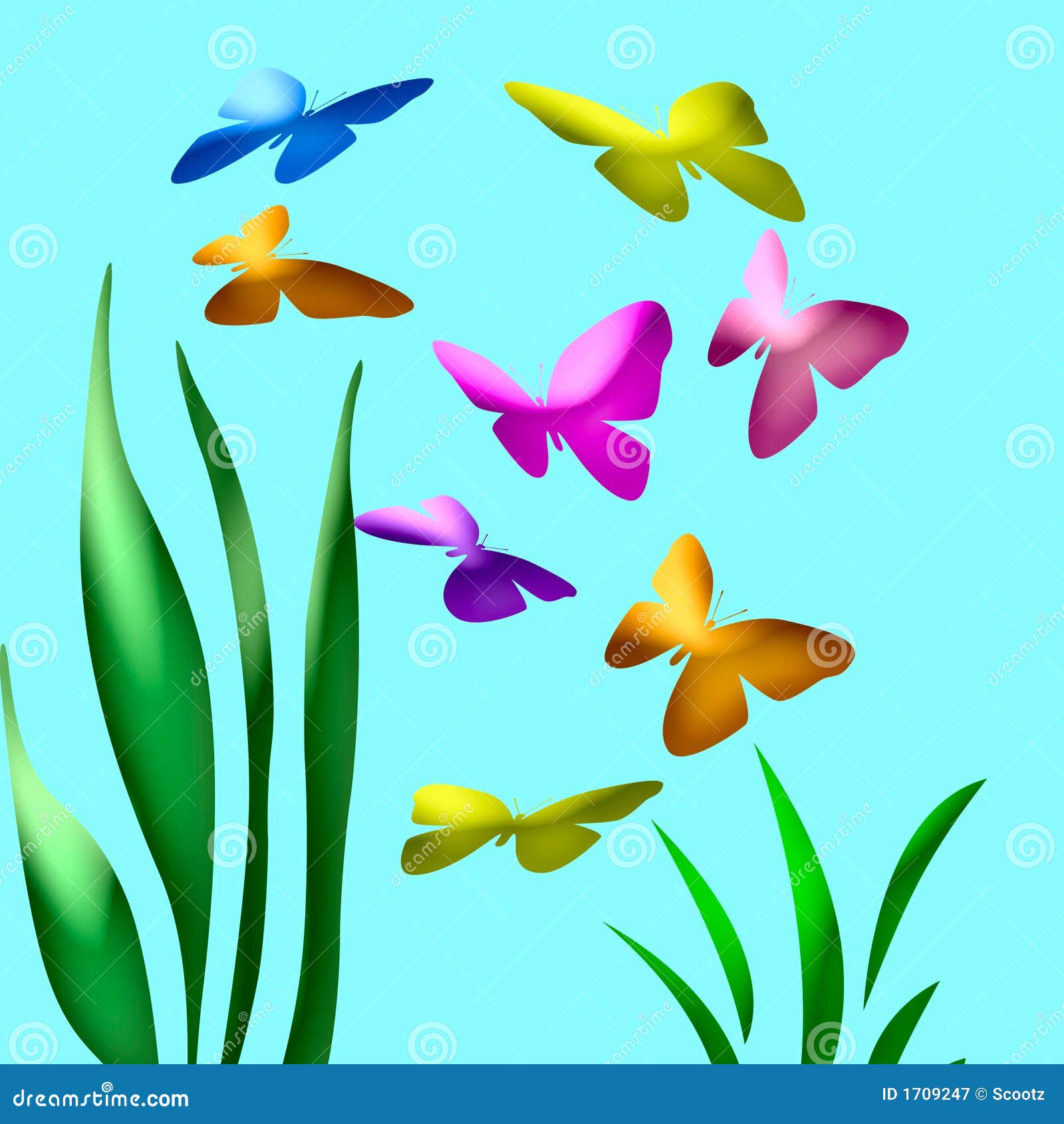 Butterfly garden art stock illustration. Illustration of butterflies