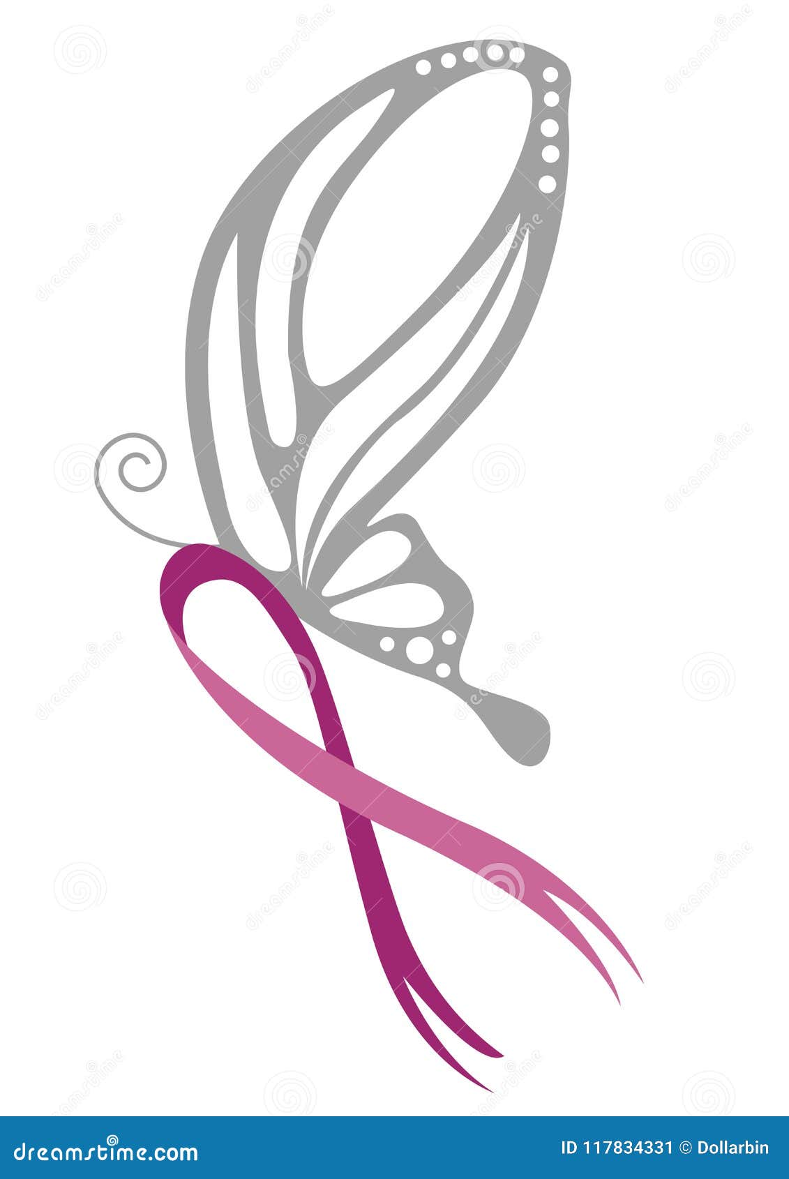 Butterfly Holding Pink Ribbon Stock Vector - Illustration of girly ...