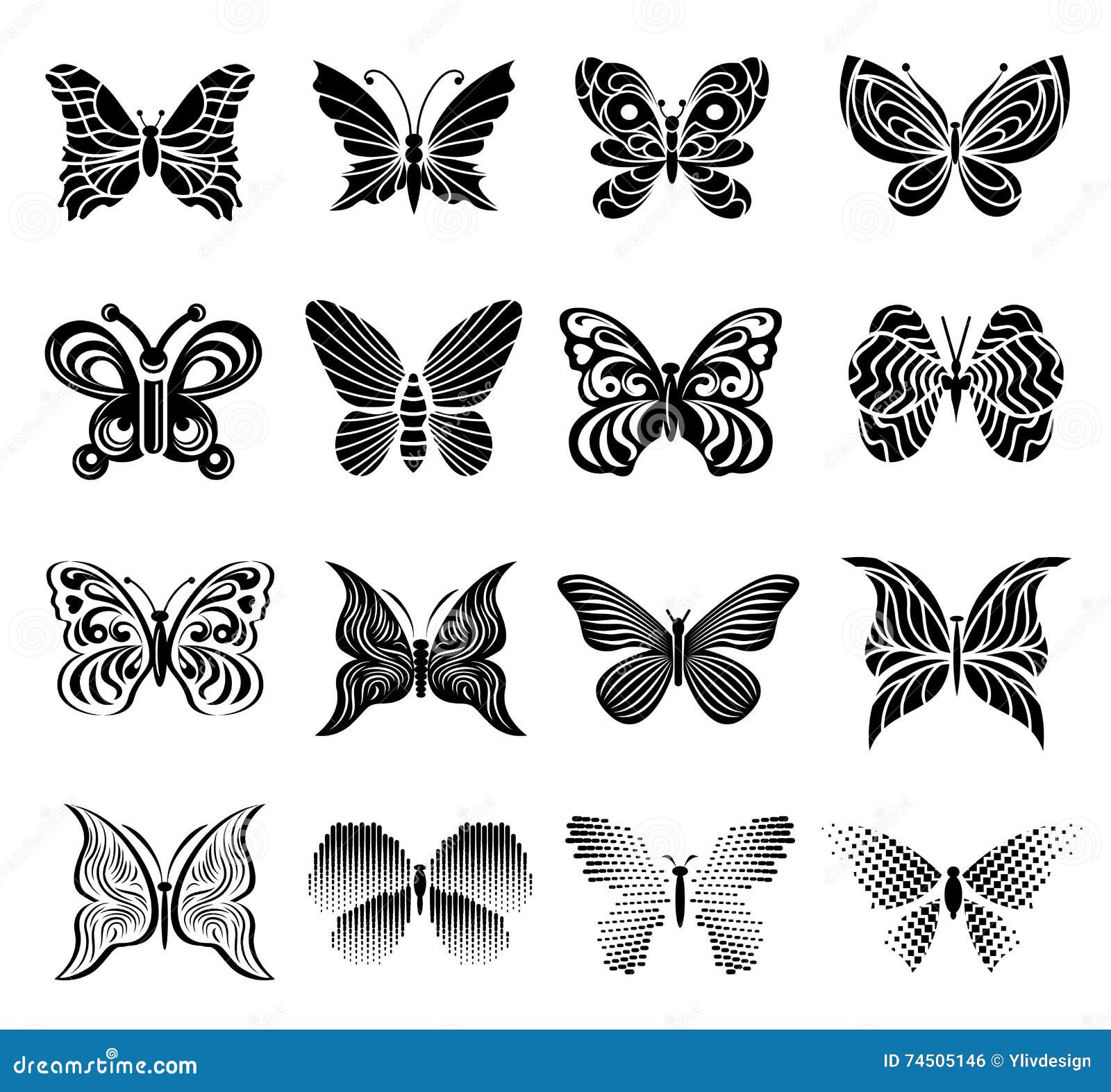 Butterfly Icons Set, Simple Style Stock Vector - Illustration of design ...