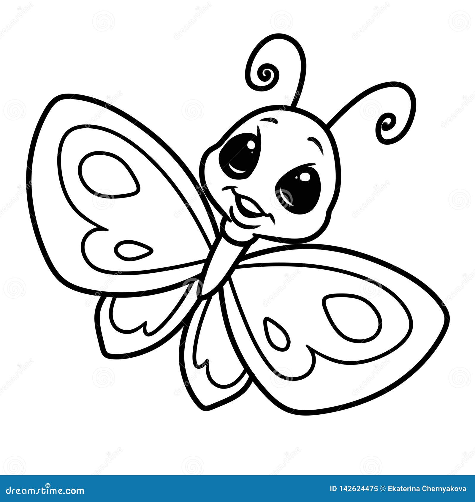 Butterfly Insect Character Cartoon Coloring Page Illustration ...