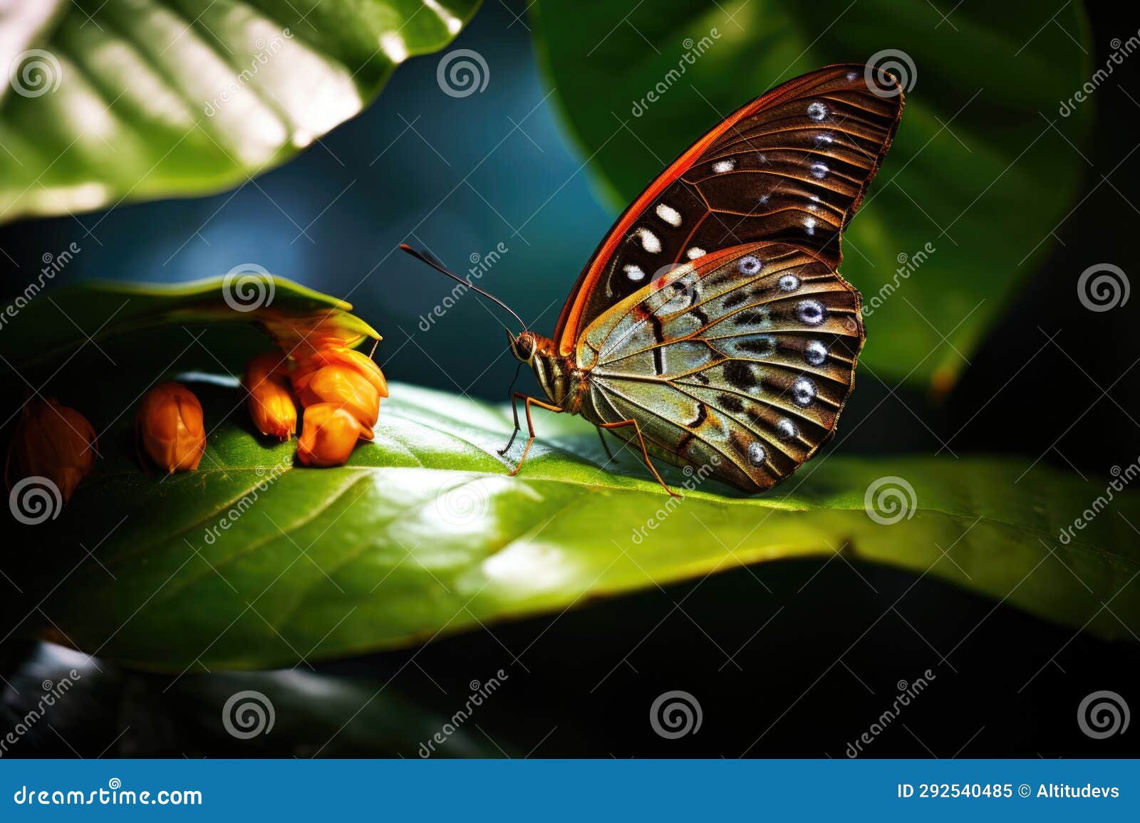 A Butterfly Laying Eggs on a Leaf Stock Image Image of cycle