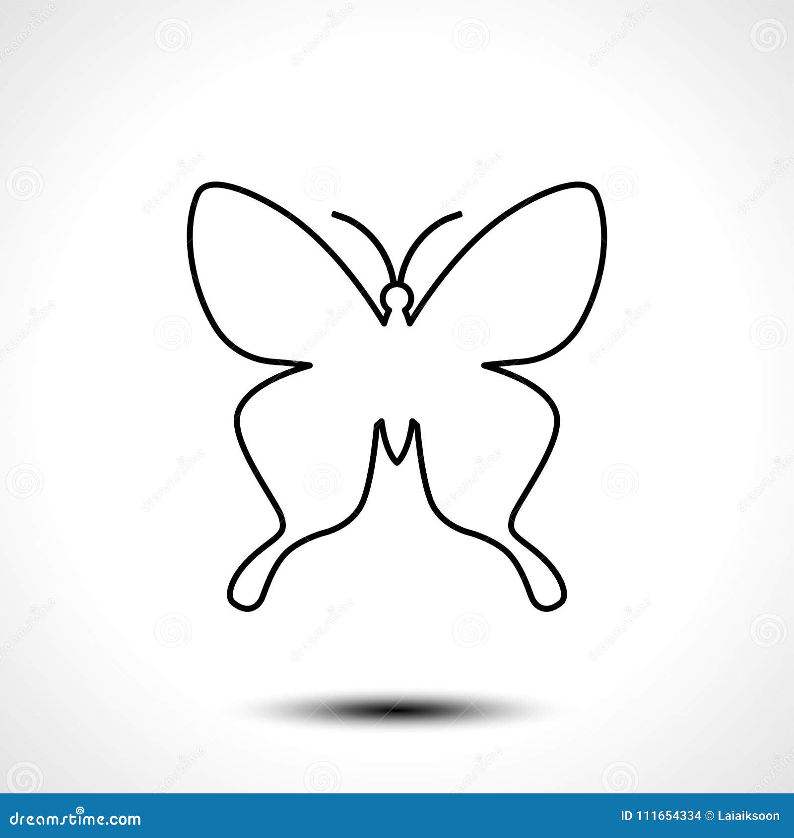 Butterfly Line Icon Isolated on White Background Stock Vector