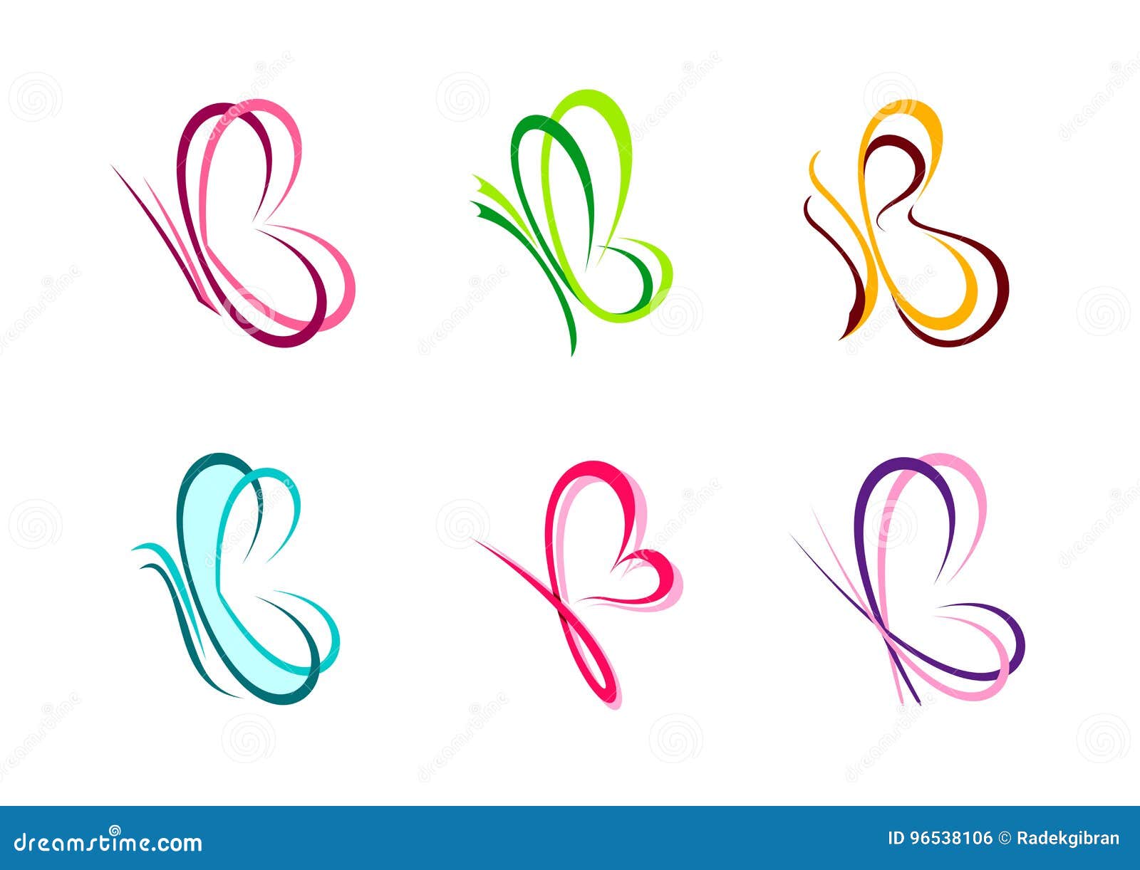 butterfly, logo, heart, beauty, spa, relax, love, wings, yoga, lifestyle, abstract butterflies set of letter b  icon 