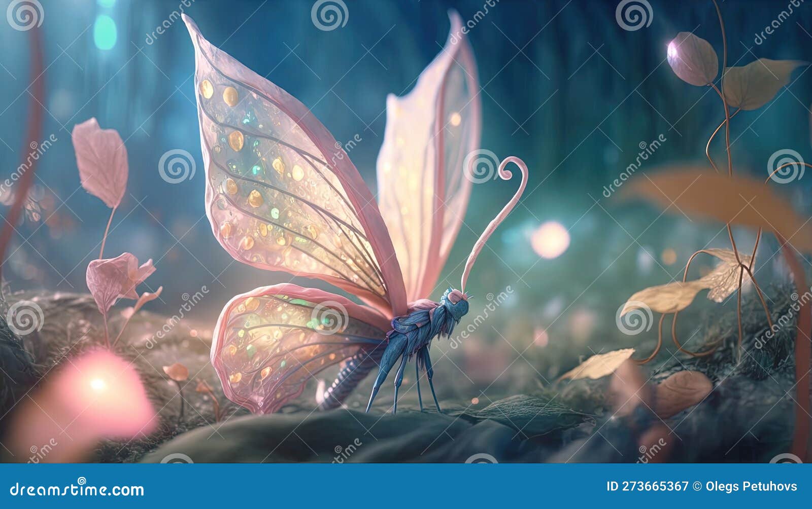 A Butterfly with a Long Tail Flying through a Forest Filled with Leaves