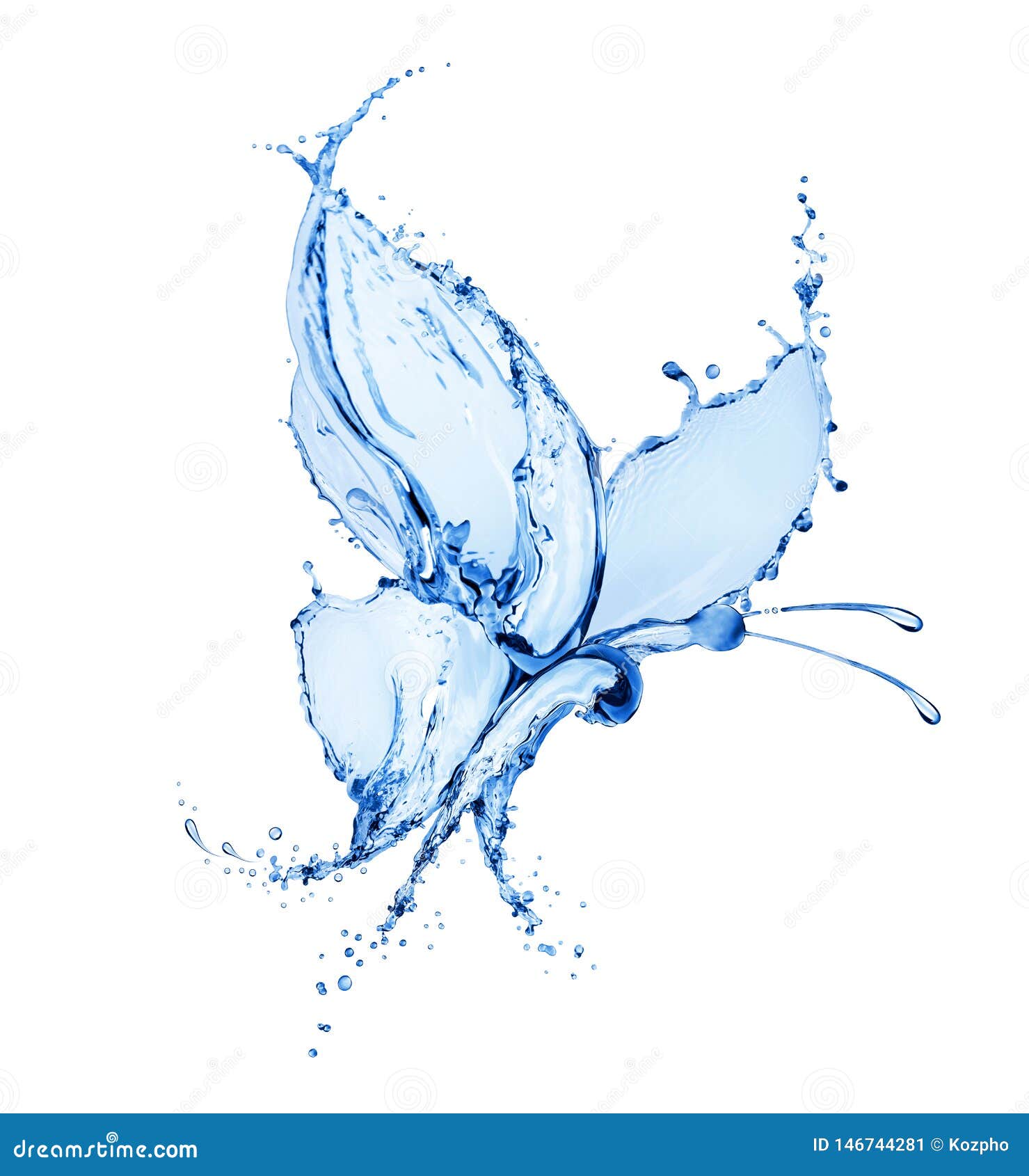 Butterfly Made of Water Splashes Isolated on a White Background Stock ...