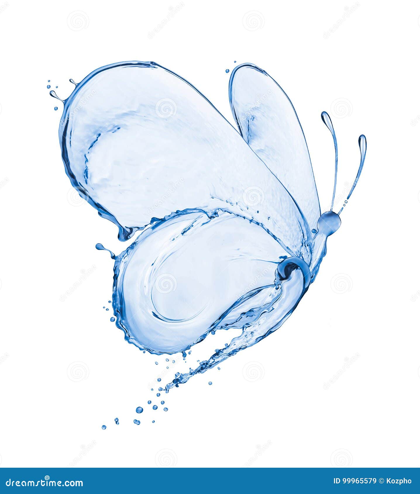 butterfly made of water splashes  on white background