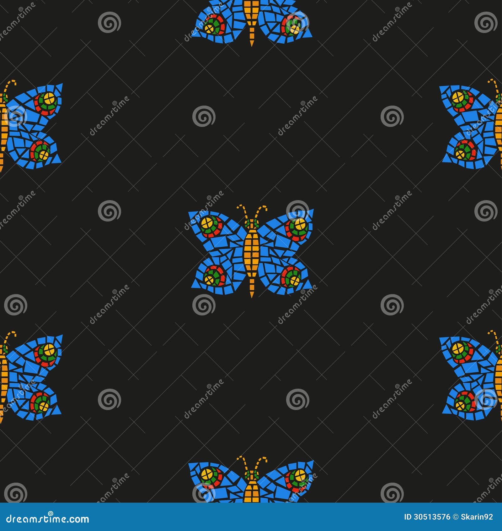 Butterfly mosaic pattern stock illustration. Illustration of garden