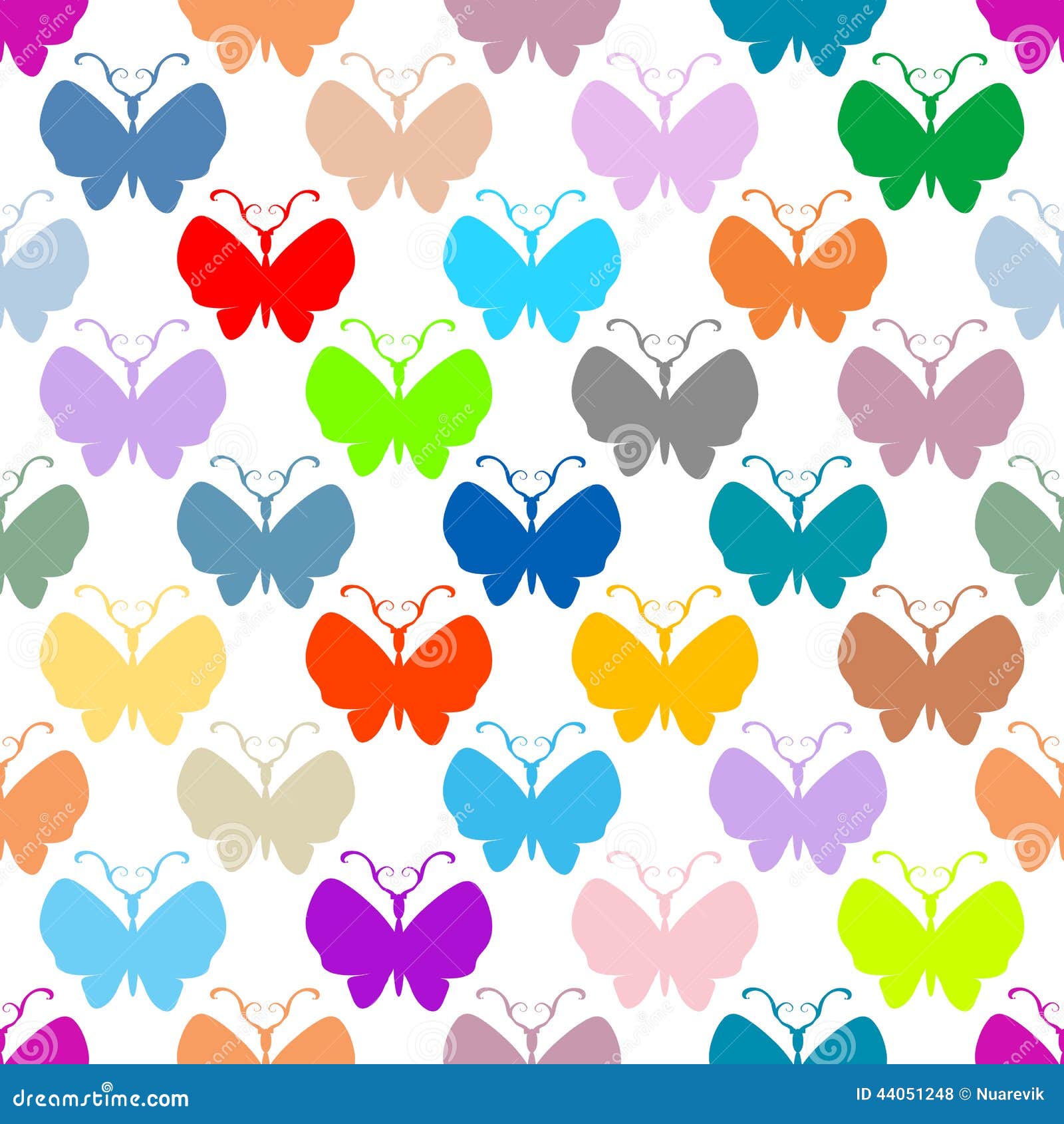 Butterfly Multicolor Silhouettes Seamless Pattern Stock Illustration ...