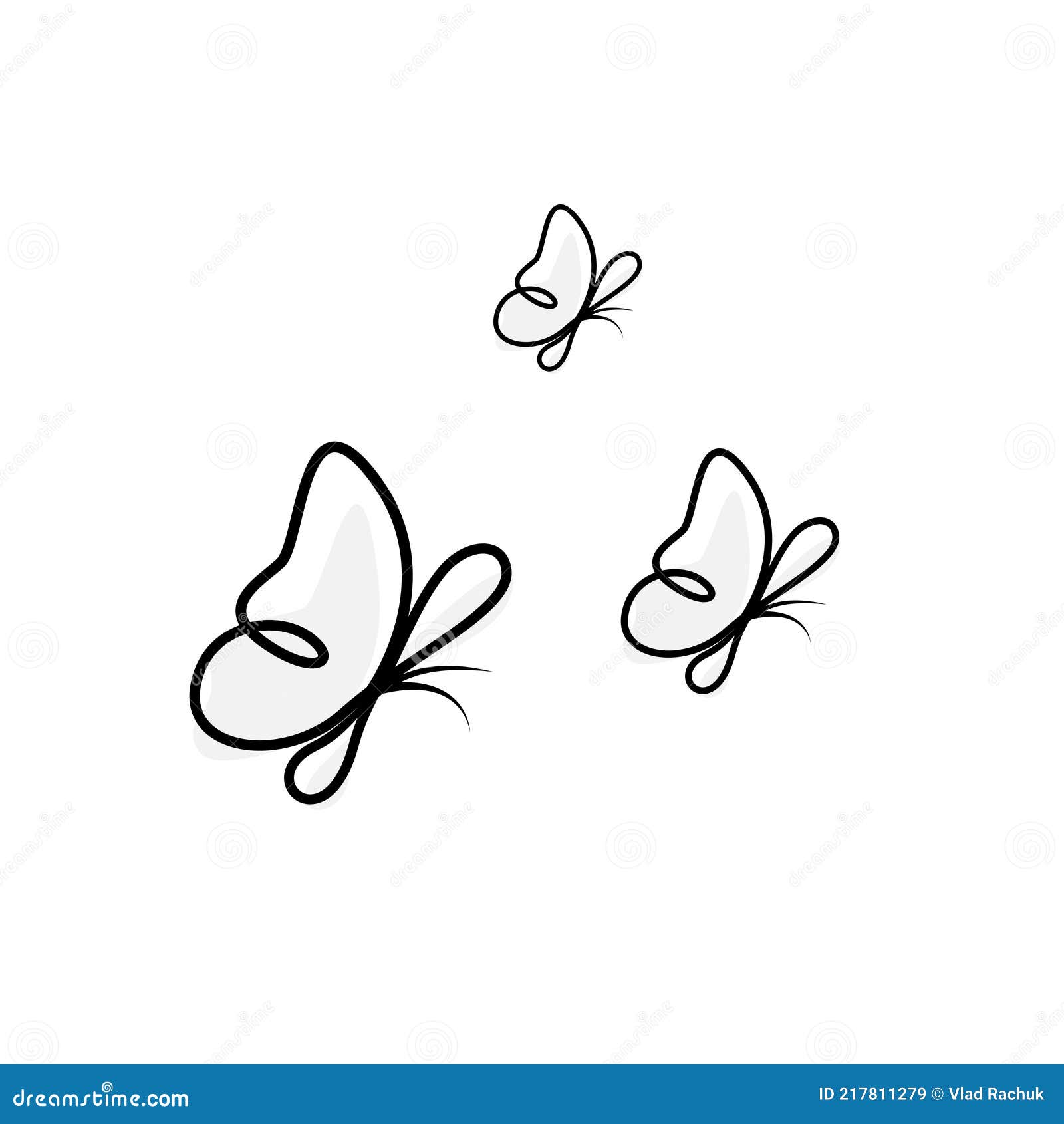 set of line drawing butterfly isolated on a... - Stock Illustration  [43744913] - PIXTA