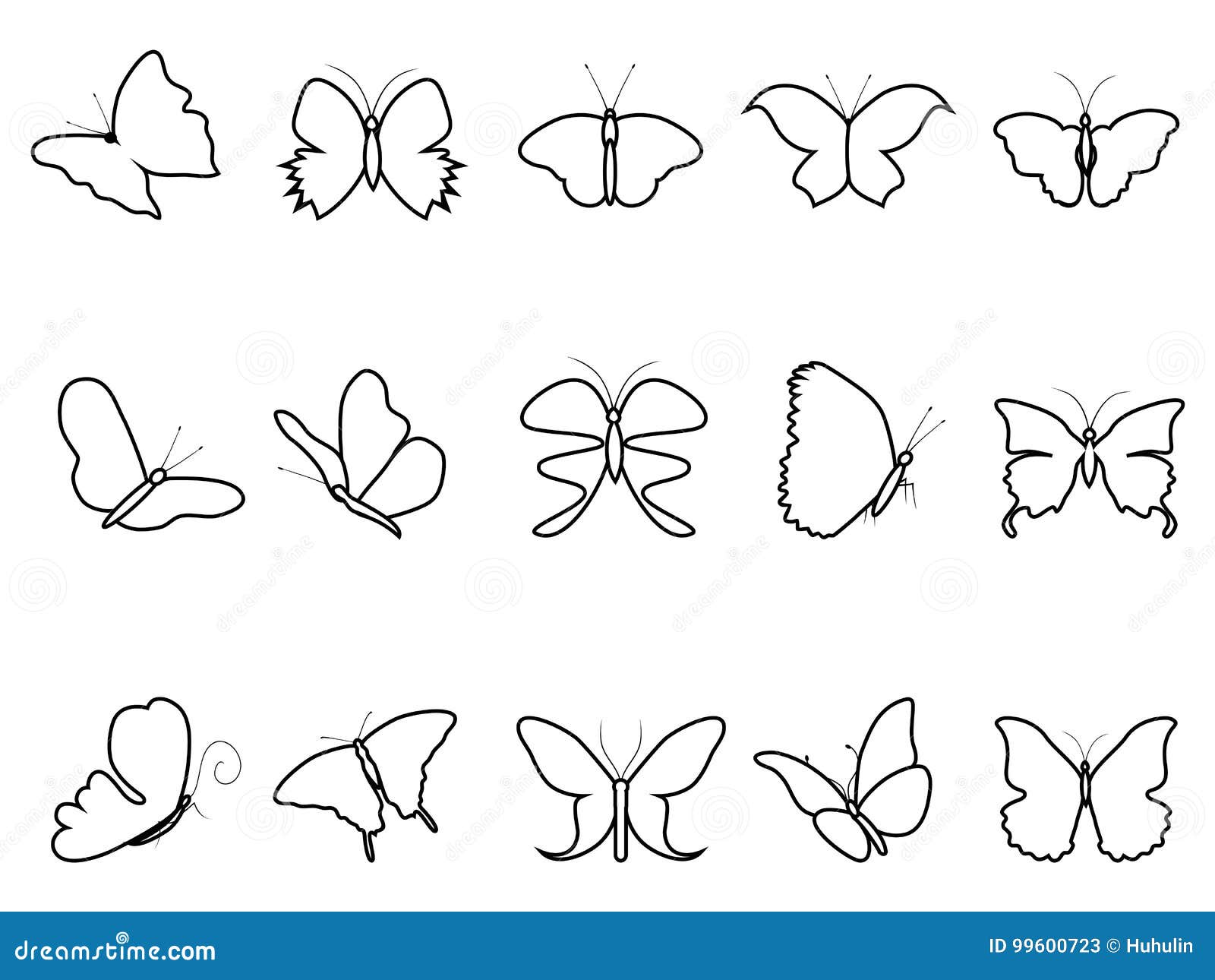 Outline drawing butterfly isolated on white background. Pretty vector  butterfly spring line icon Stock Vector Image & Art - Alamy