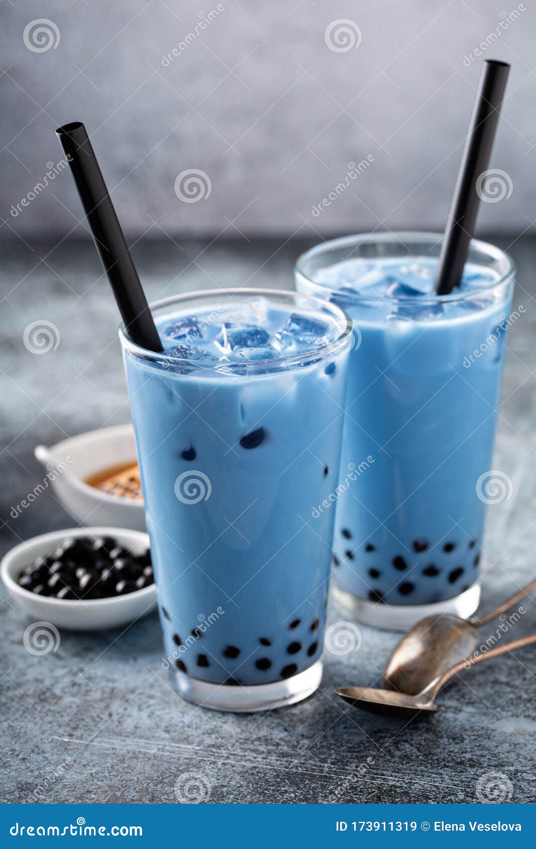 Butterfly Pea Milk Bubble Tea Stock Image Image of blue, honey 173911319