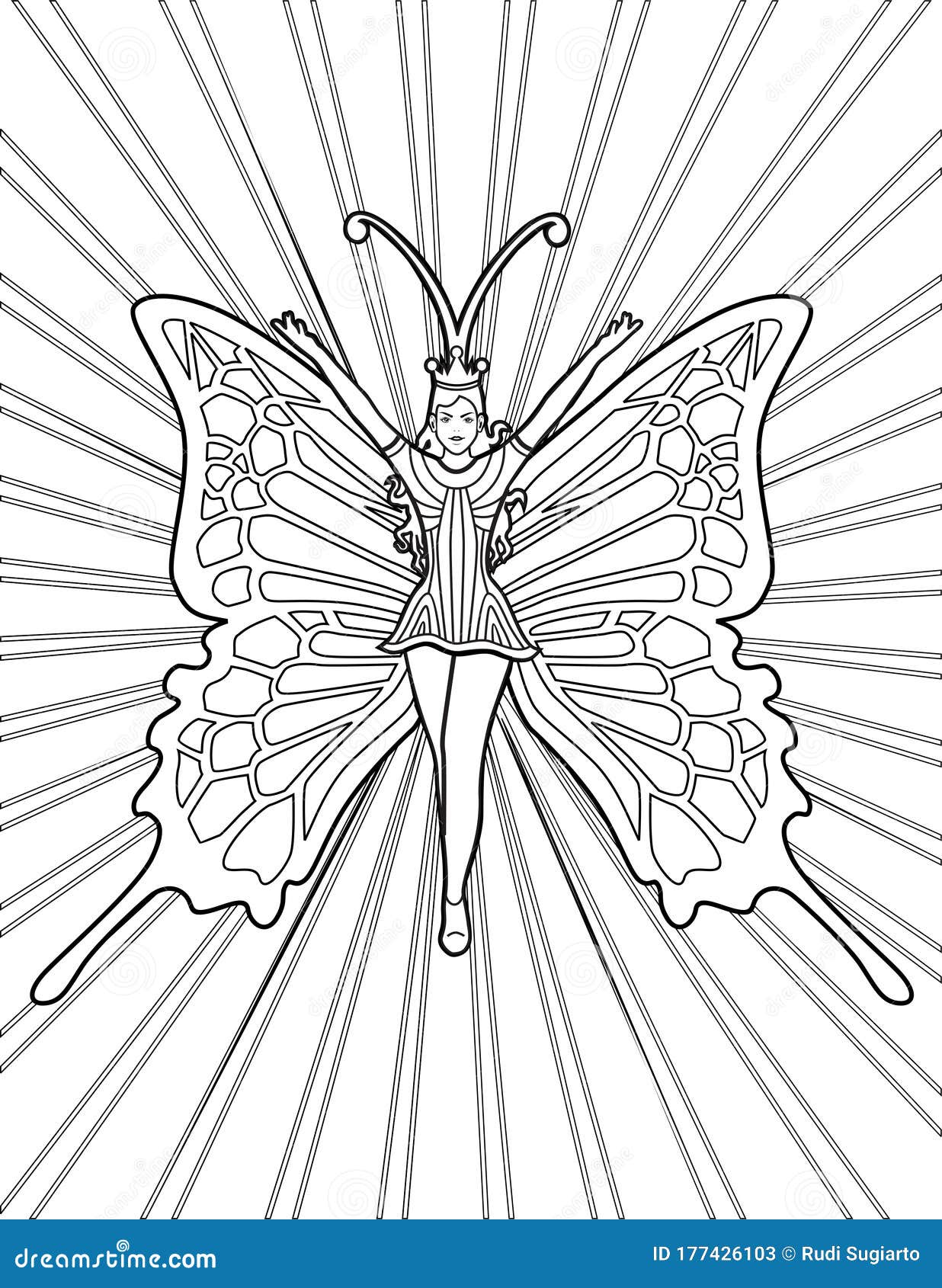 Butterfly Beautiful Fairy Coloring Pages : Printable Adult Coloring