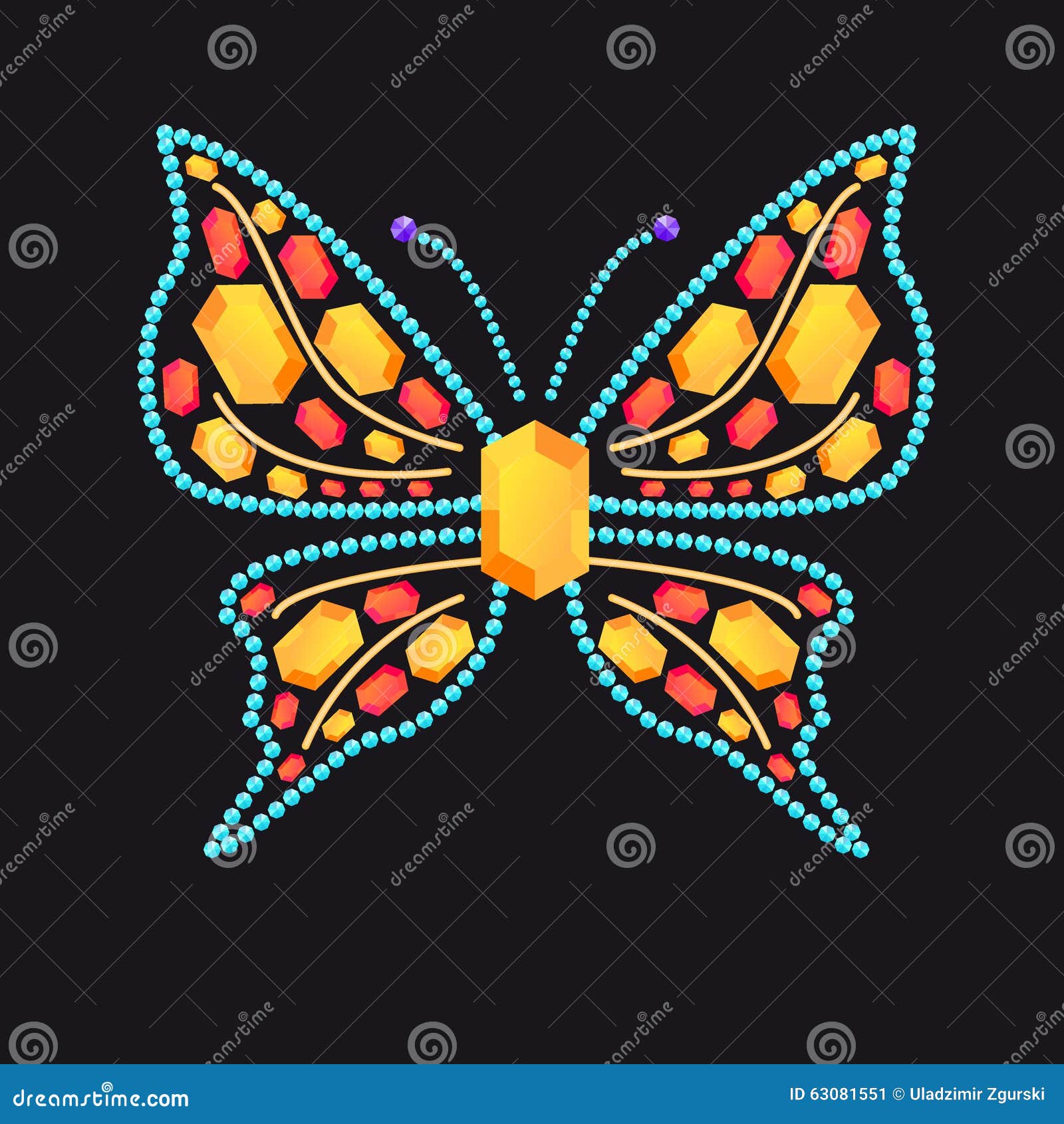 Butterfly from Shiny Colored Gems Stock Vector Illustration of blue
