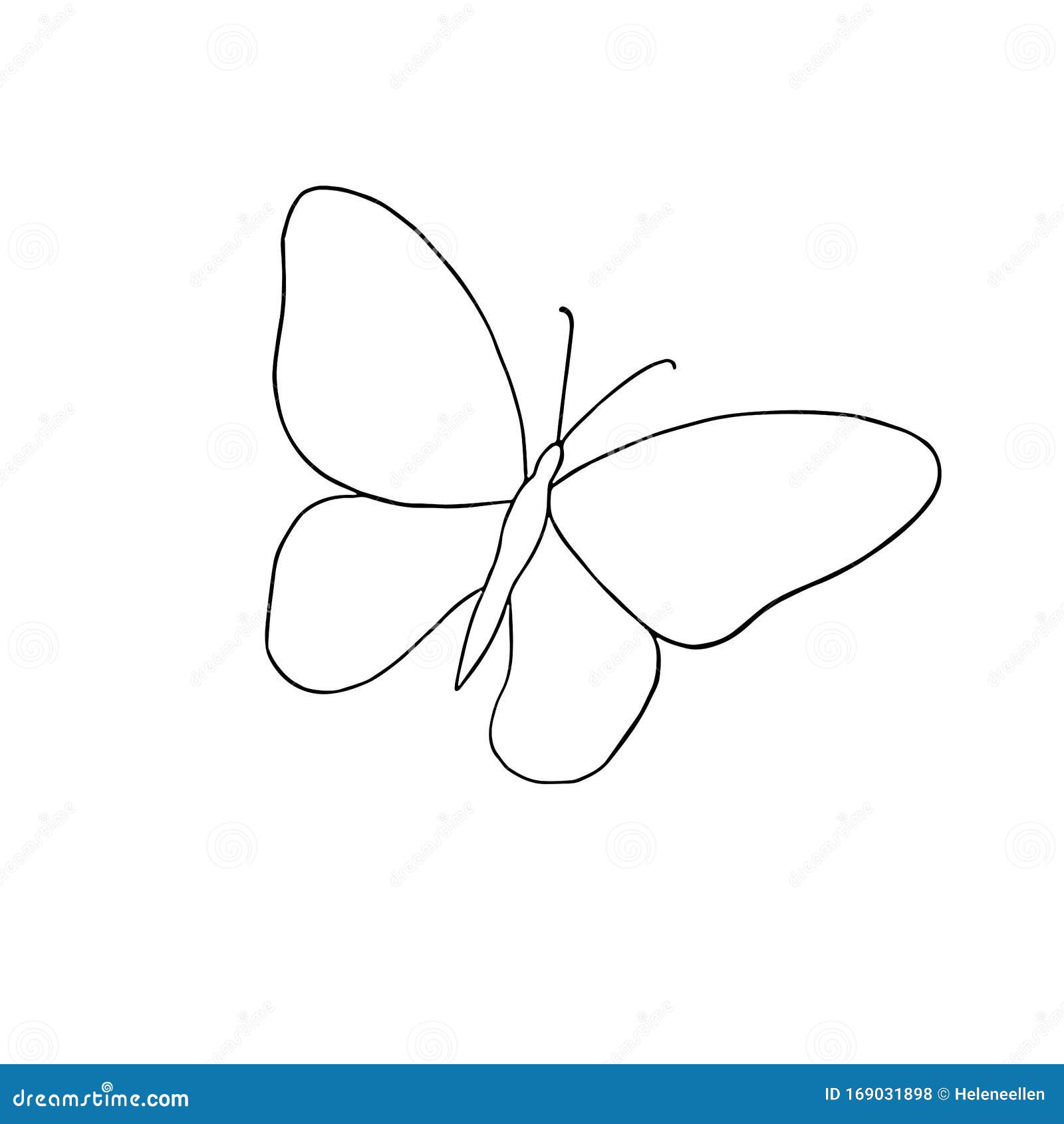 Butterfly Simple Vector Outline Illustration, Contour ...