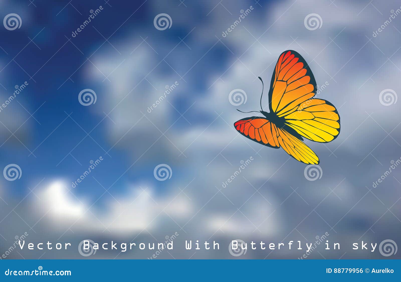 Butterfly in sky stock vector. Illustration of cloudy 88779956