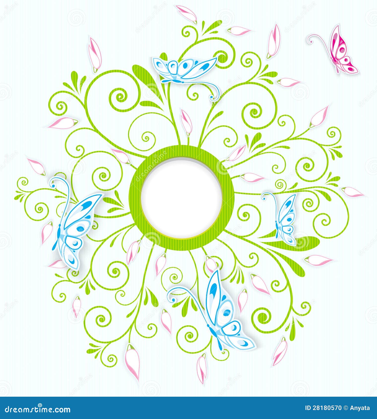 Butterfly On Swirl Texture Border Vector Stock Vector ...