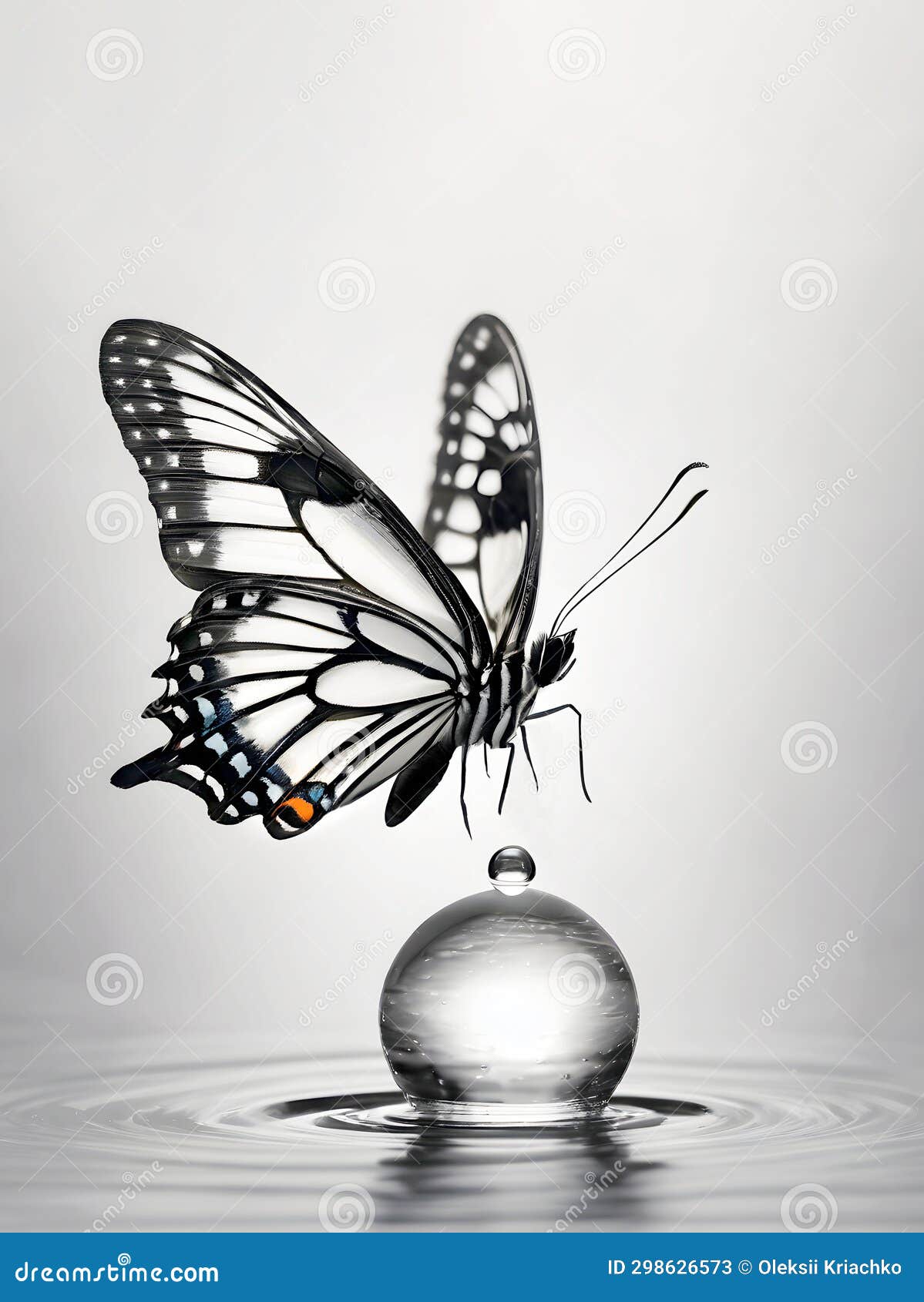 Butterfly on the Water. Drop of Water and Butterfly Stock Illustration
