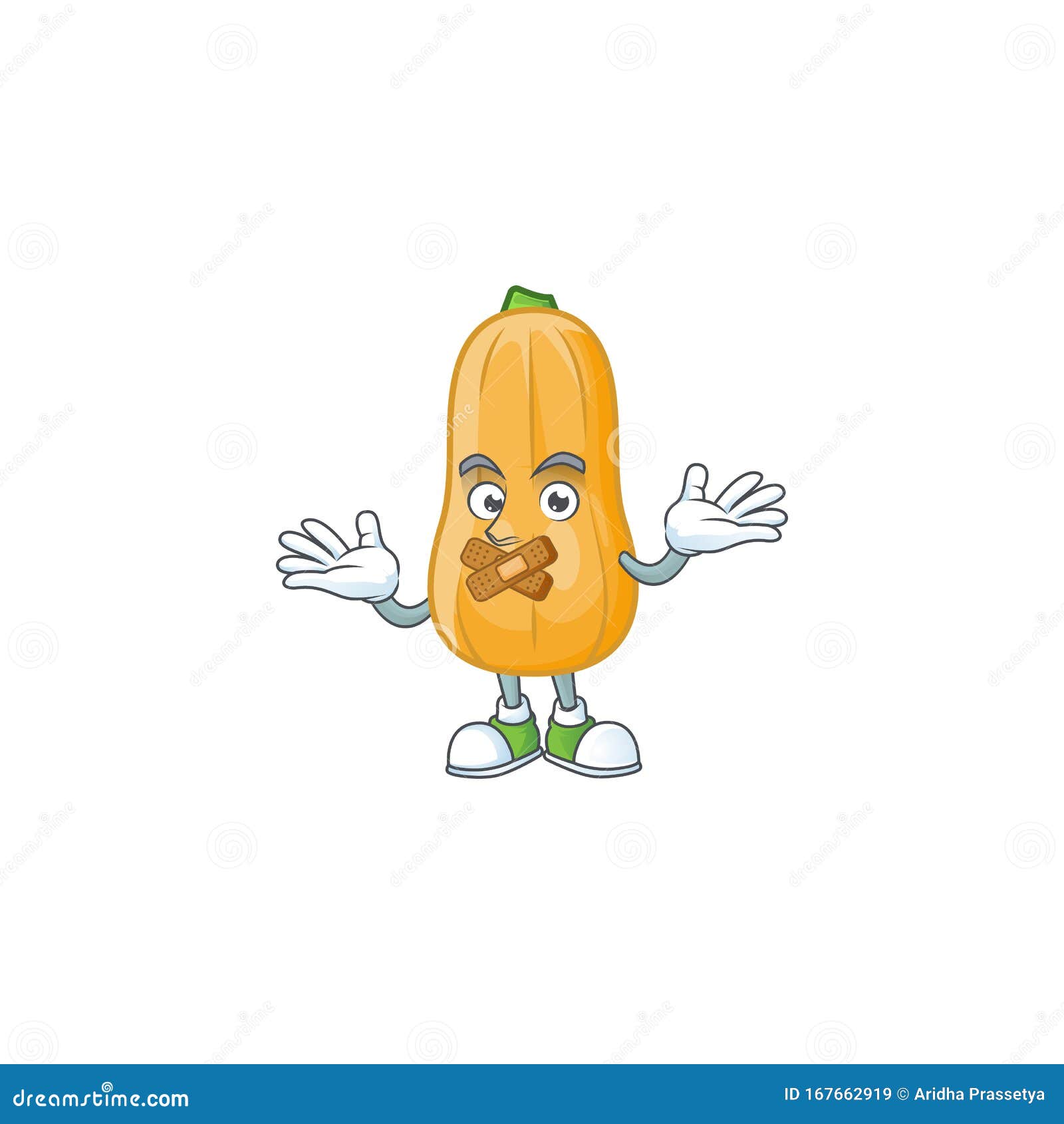 Butternut Squash CartoonCharakter Mit Stille Geste Vektor Abbildung Illustration von