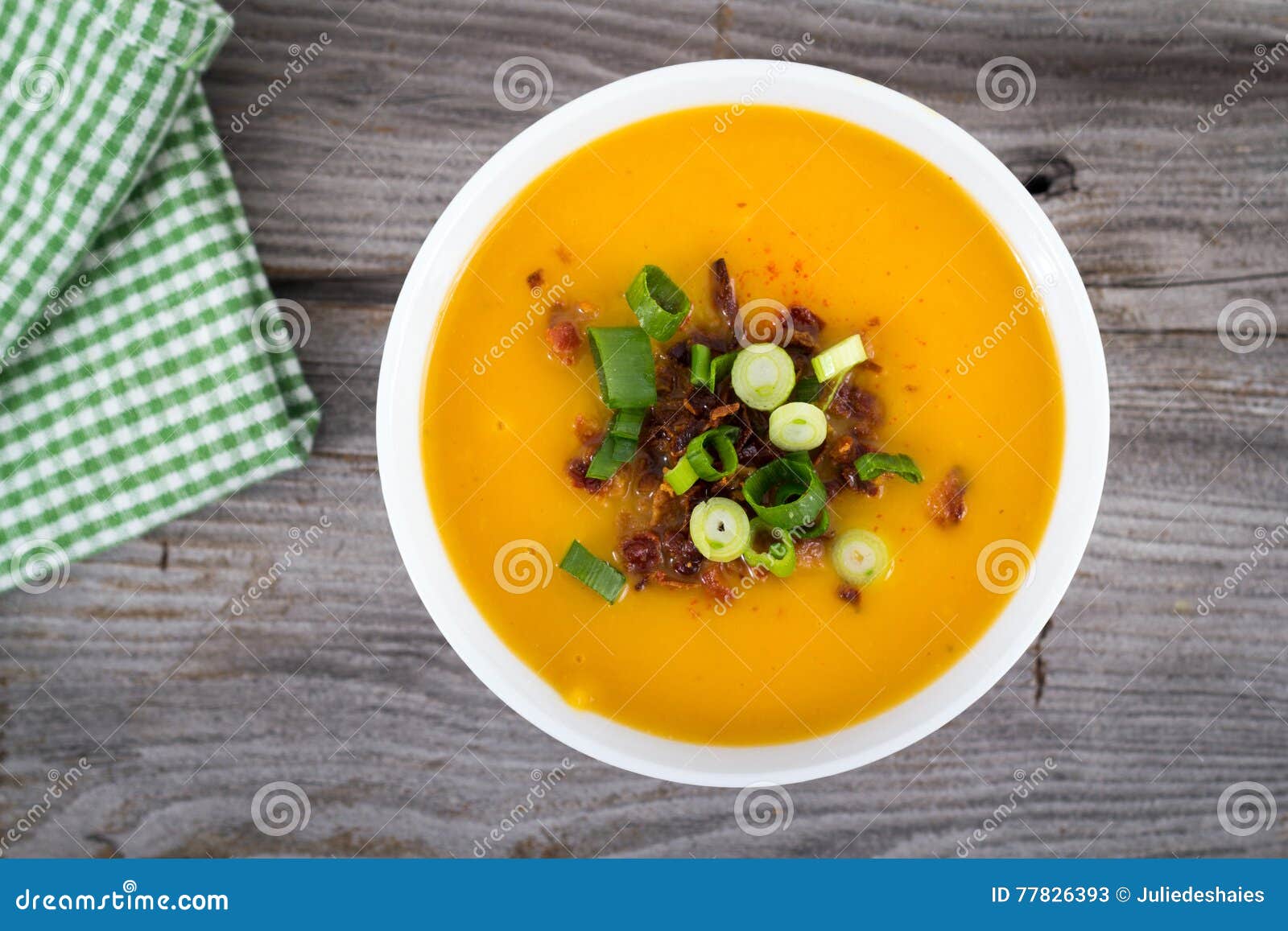 Butternut squash soup stock image. Image of scalion, green - 77826393