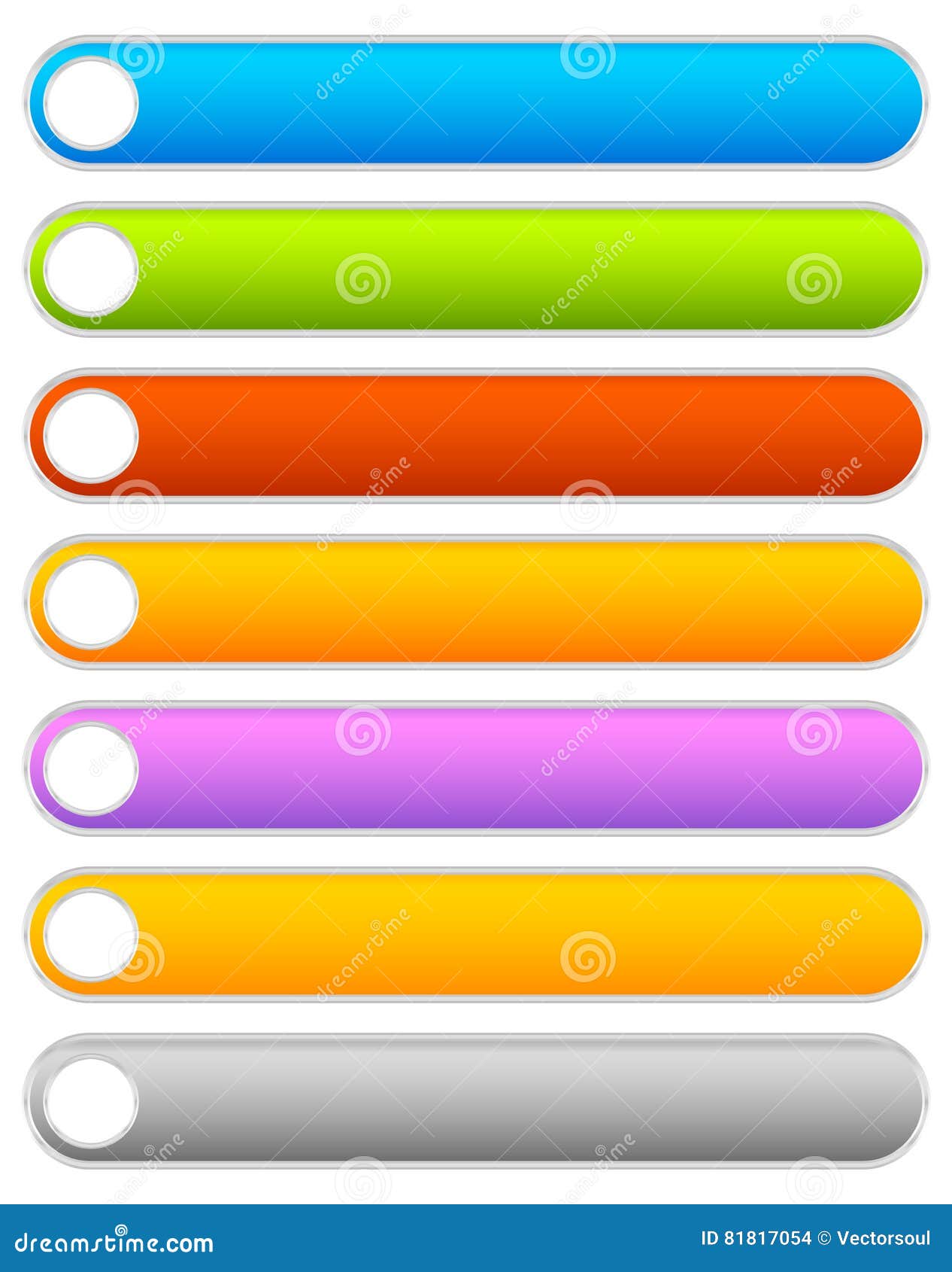 Button, Banner Background in 7 Colors - Horizontal, Long Button Stock ...