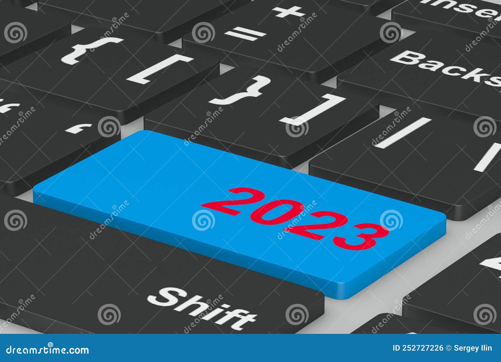 Button 2023 on Keyboard. 3D Illustration Stock Illustration ...