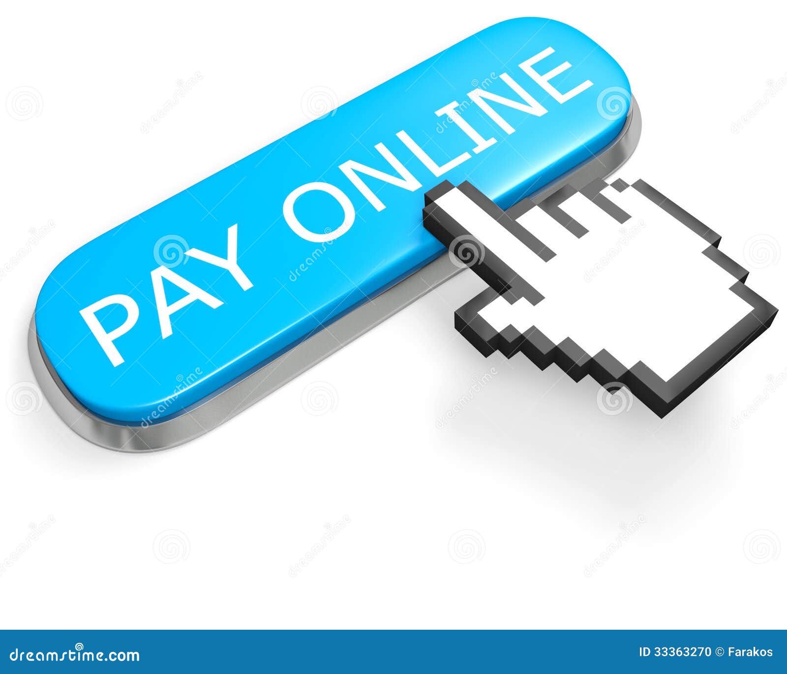 Button PAY ONLINE and Hand Cursor Stock Illustration - Illustration of