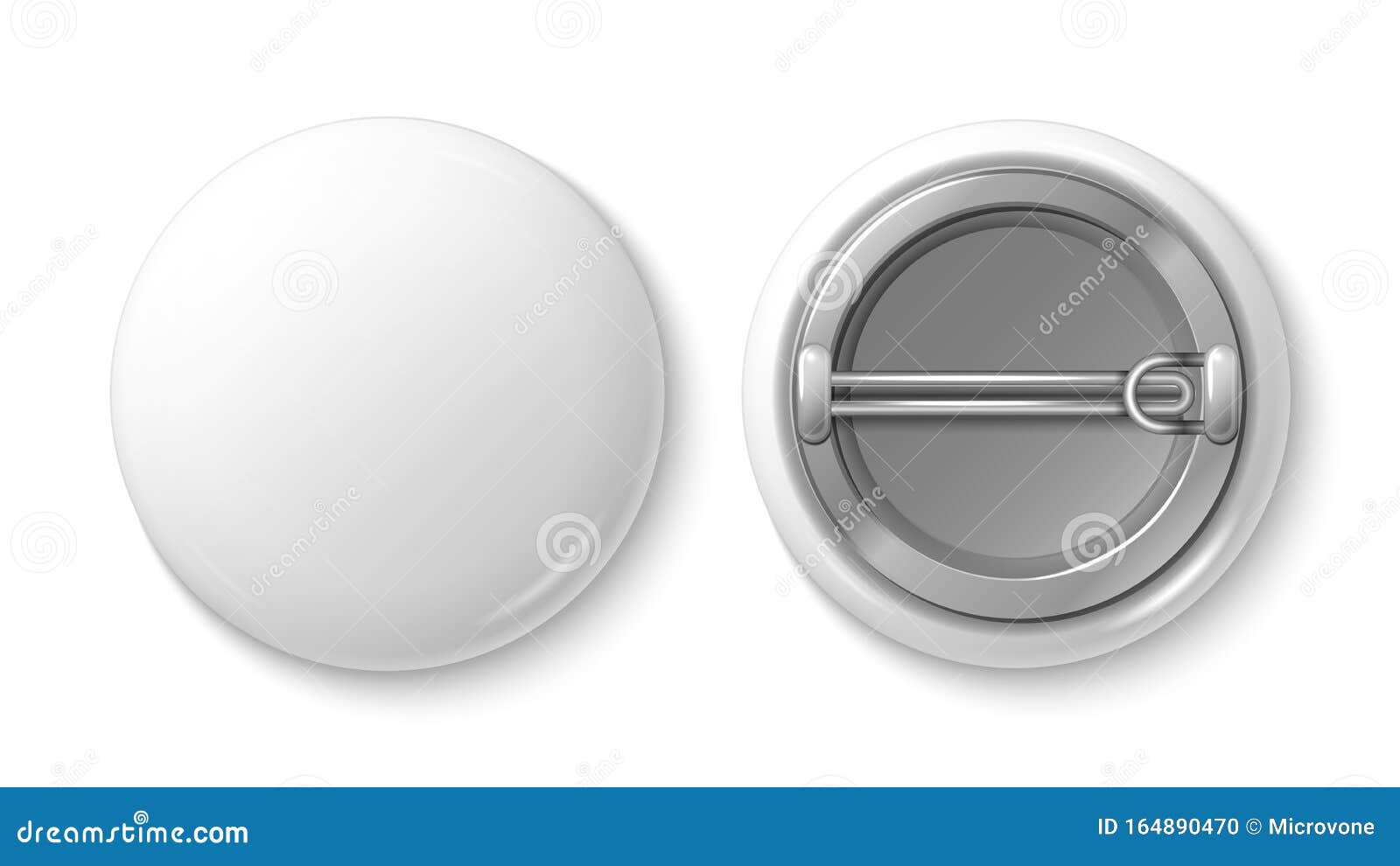 White Blank Badge Button Pin Button Isolated Vector Template