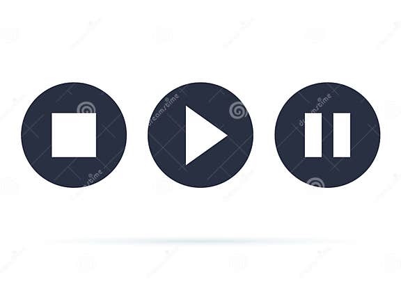 Button Player Icon. Stop Play and Pause Buttons for Web Design. Video ...