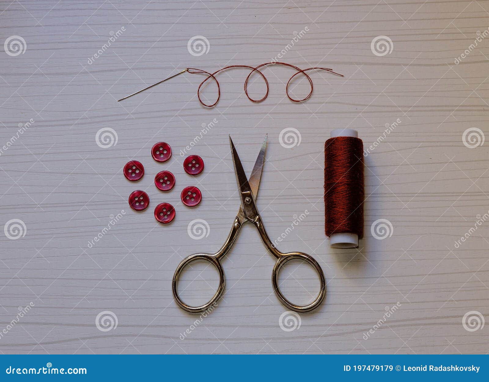Button Sewing Kit Buttons, Threads, Needle, Scissors Stock Image Image of repair, needle