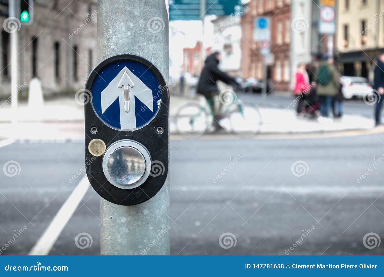 button to activate pedestrian crossing on the road in dublin