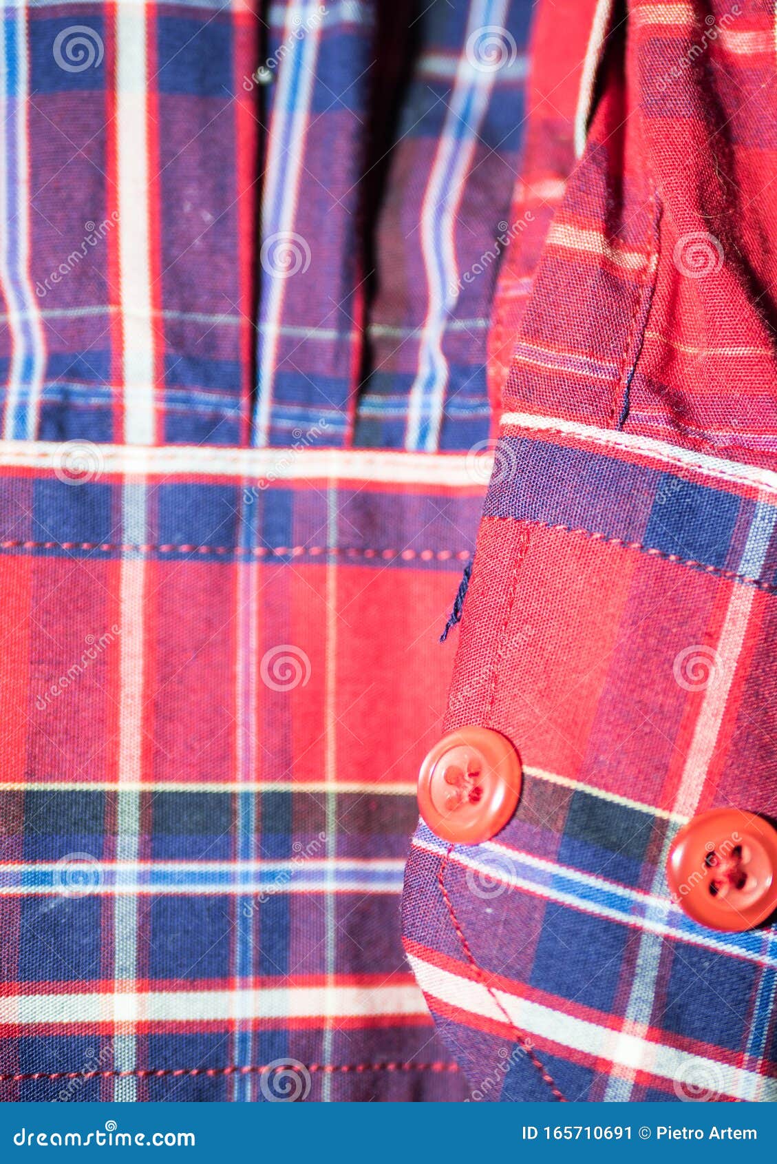 Buttons on the Jacket Sleeve in Squares Stock Image - Image of rough ...